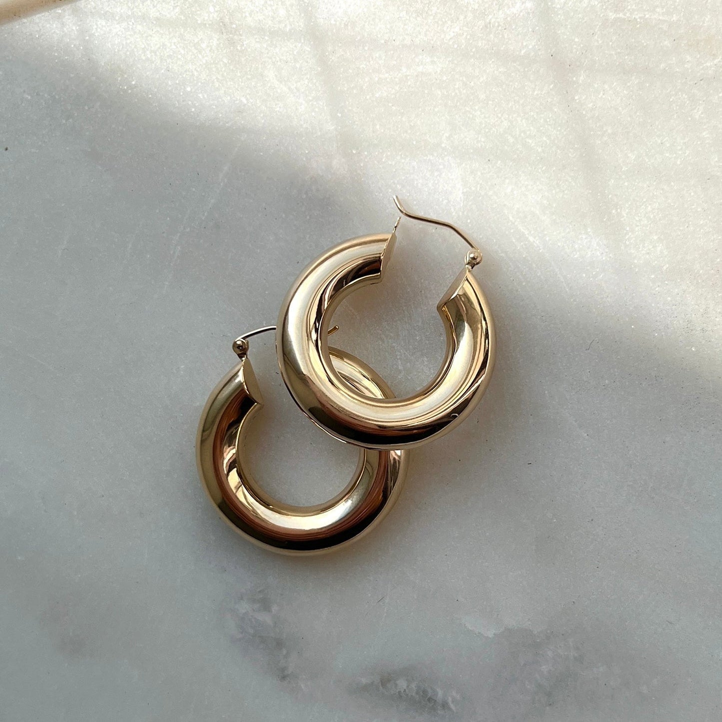 6mm Chunky Hoop Earrings - Lotus Diamond