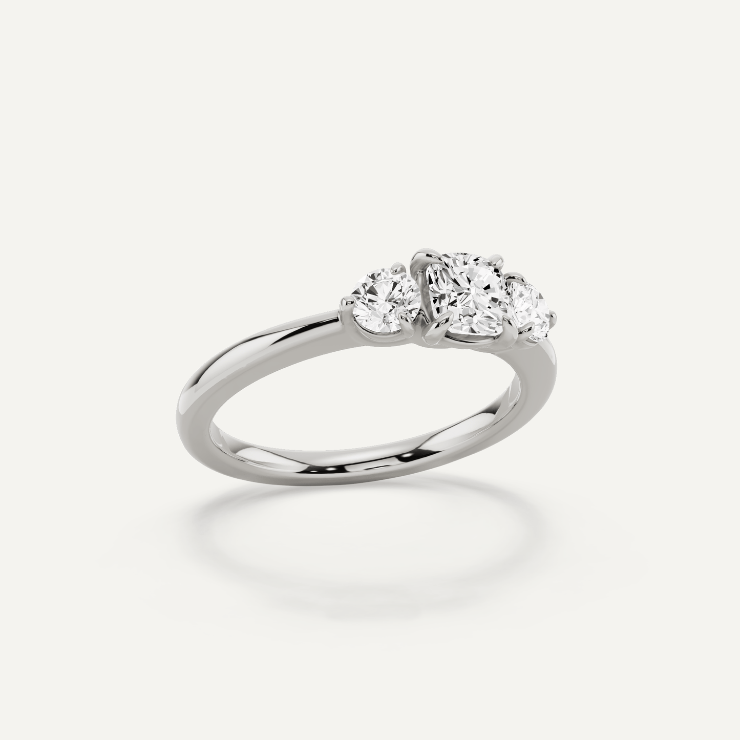 7/8 ctw Cushion Diamond Three Stone Engagement Ring - Lotus Diamond