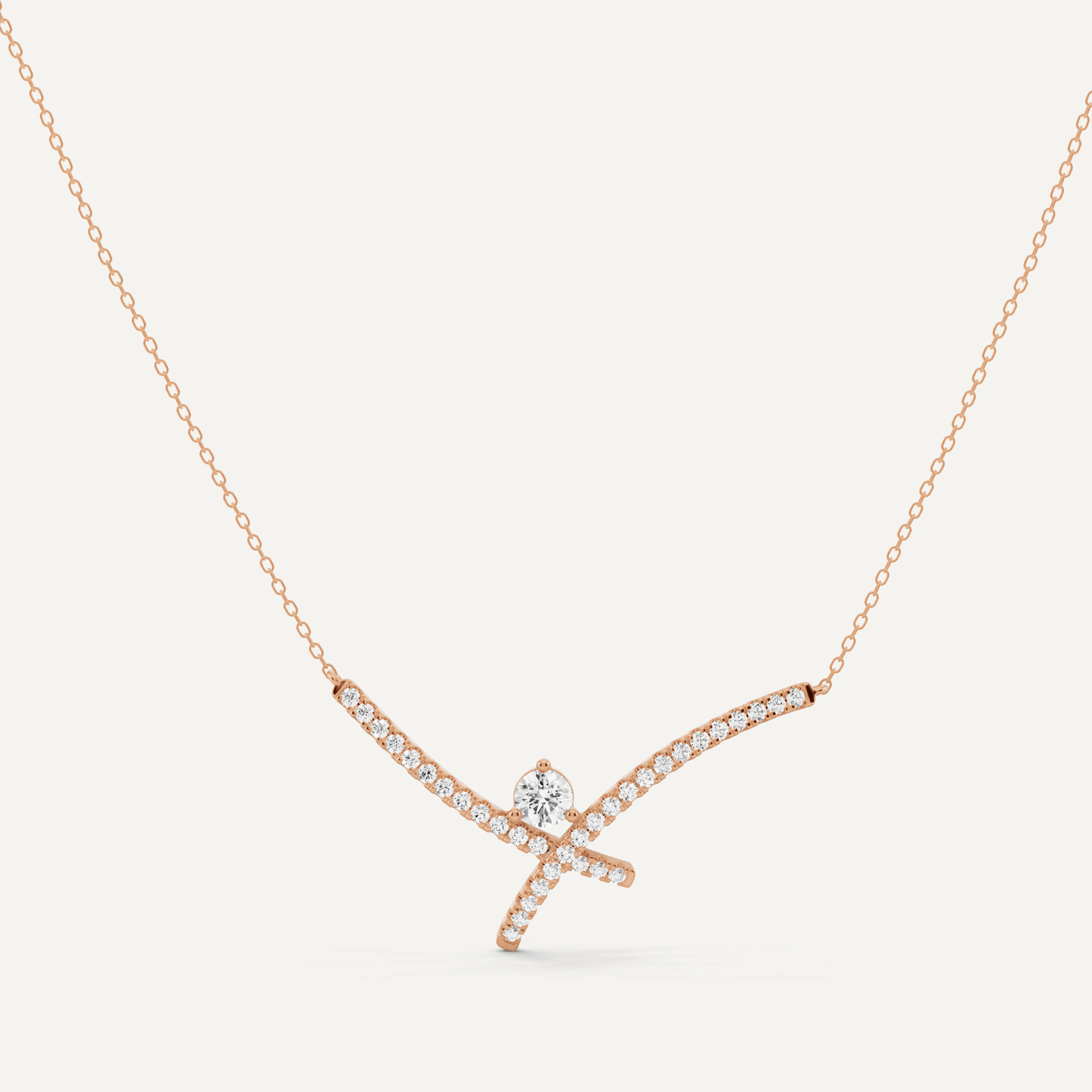 7/8 ctw Round Diamond Criss Cross Fashion Necklace - Lotus Diamond