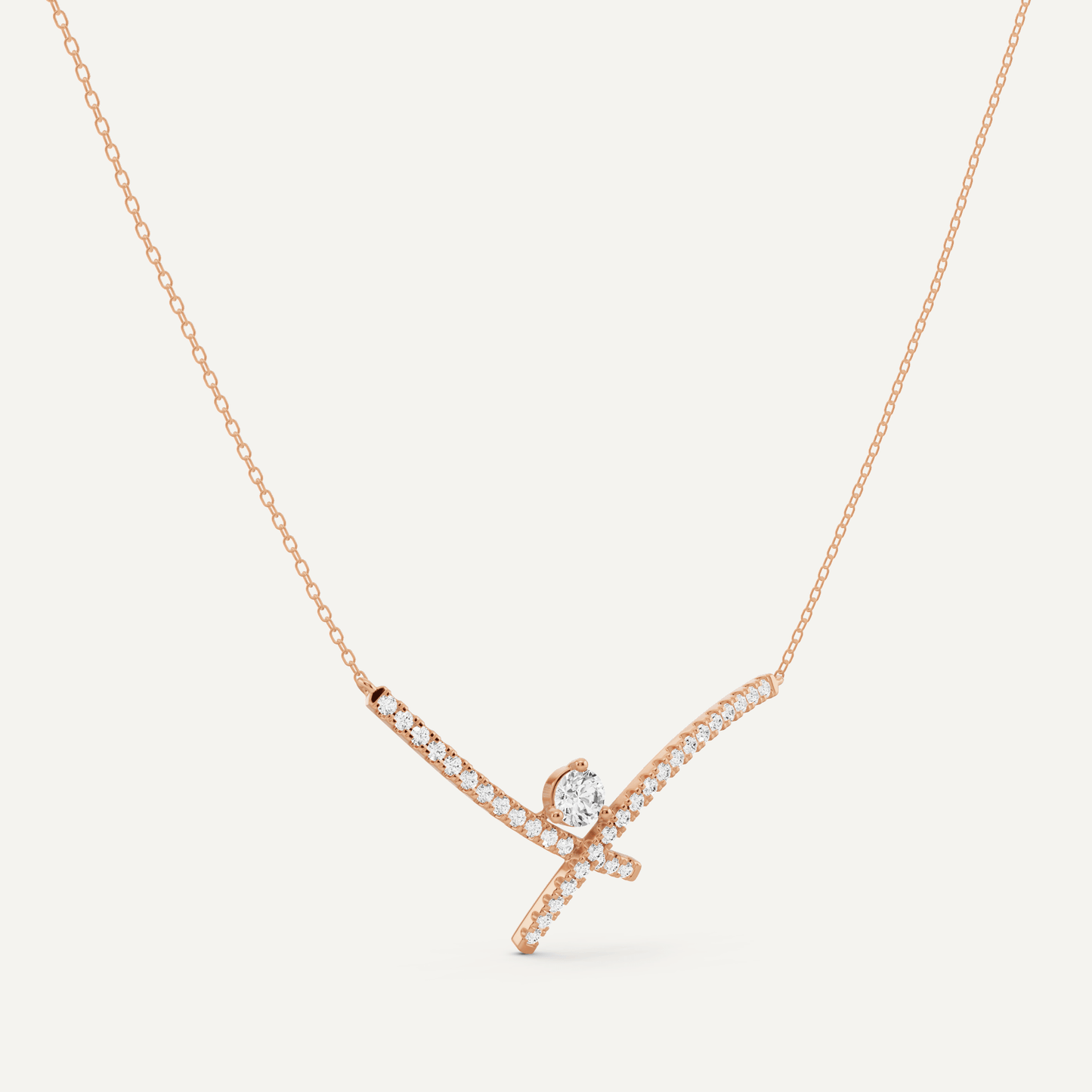 7/8 ctw Round Diamond Criss Cross Fashion Necklace - Lotus Diamond