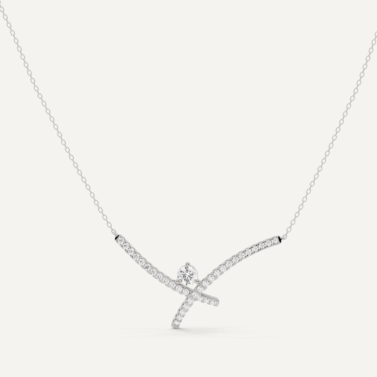 7/8 ctw Round Diamond Criss Cross Fashion Necklace - Lotus Diamond