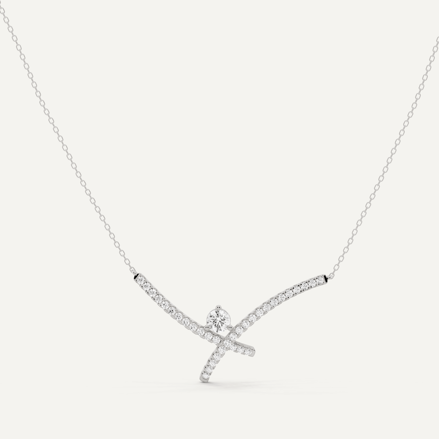 7/8 ctw Round Diamond Criss Cross Fashion Necklace - Lotus Diamond