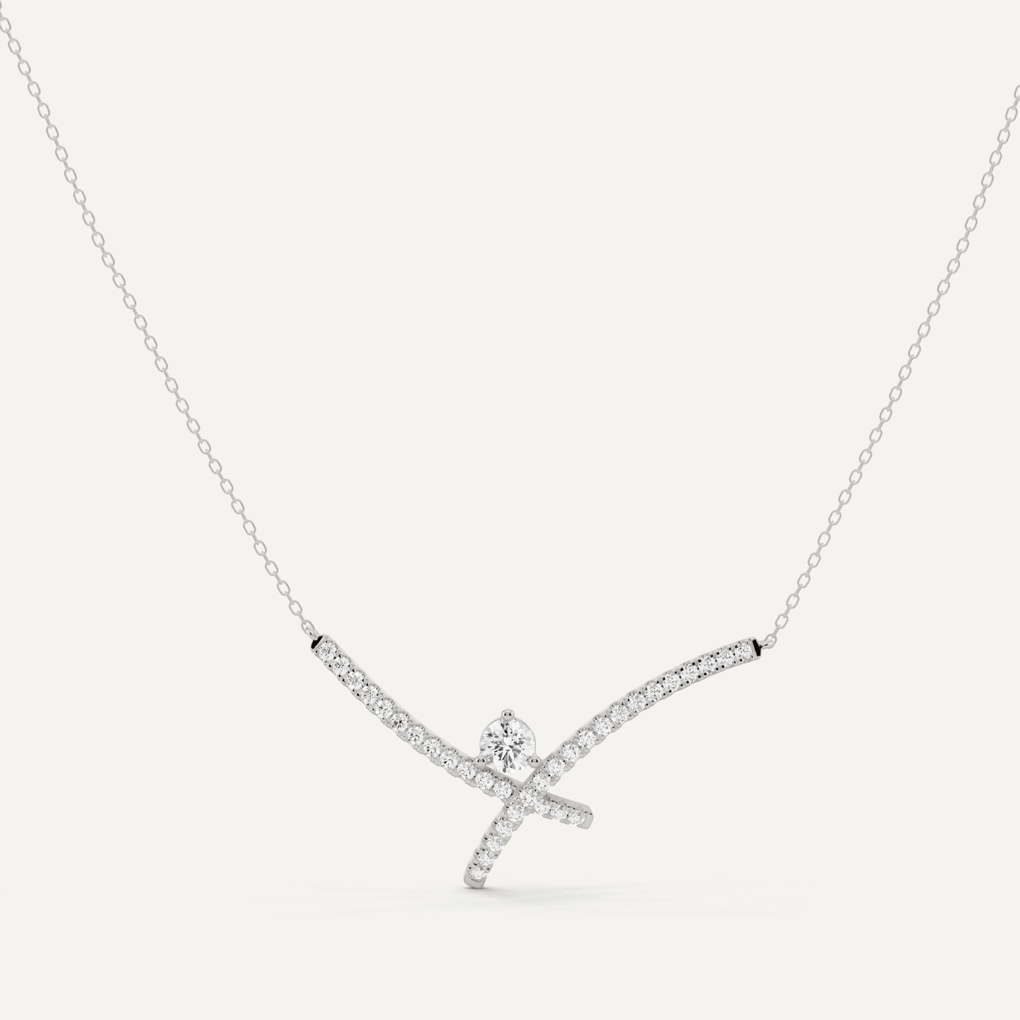 7/8 ctw Round Diamond Criss Cross Fashion Necklace - Lotus Diamond