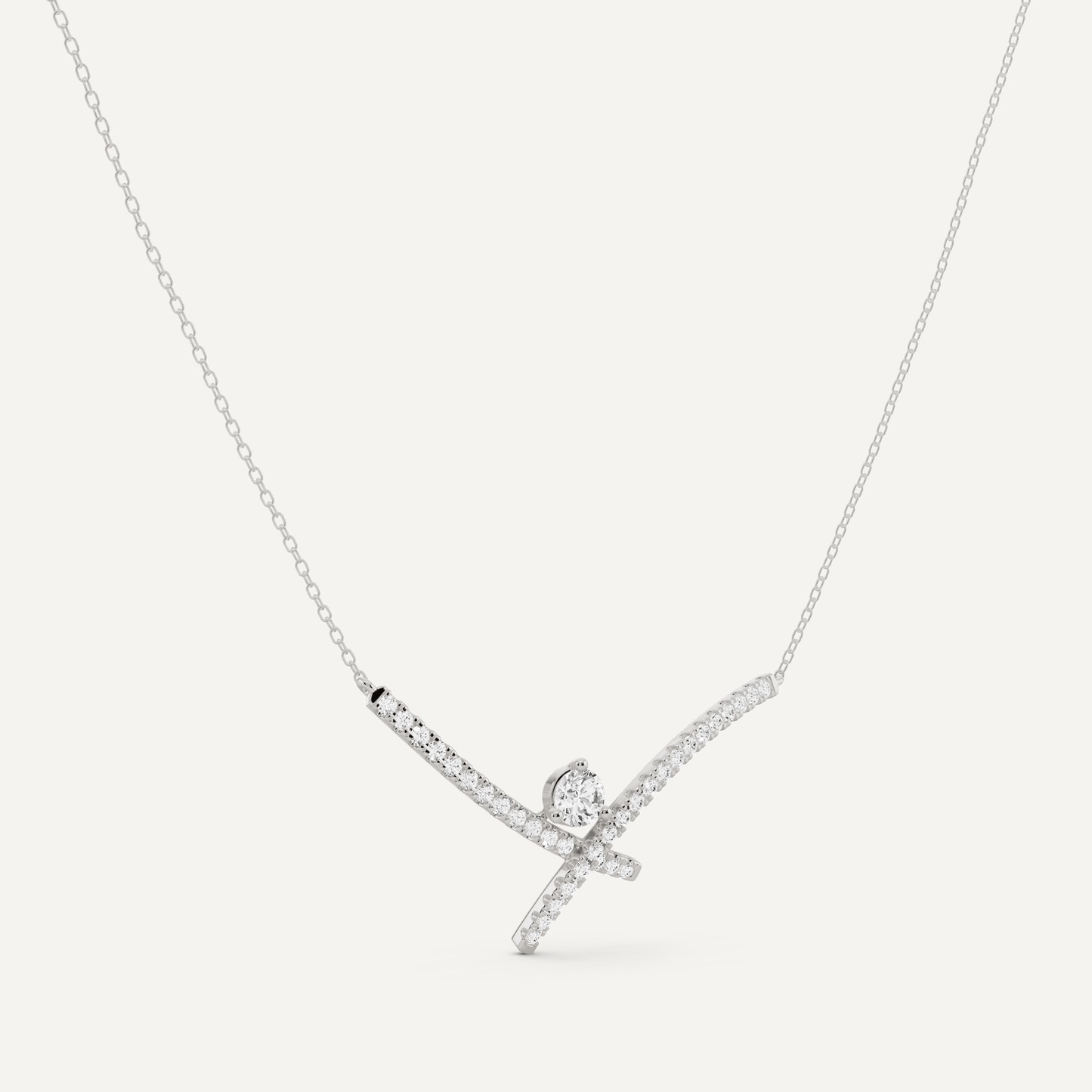 7/8 ctw Round Diamond Criss Cross Fashion Necklace - Lotus Diamond