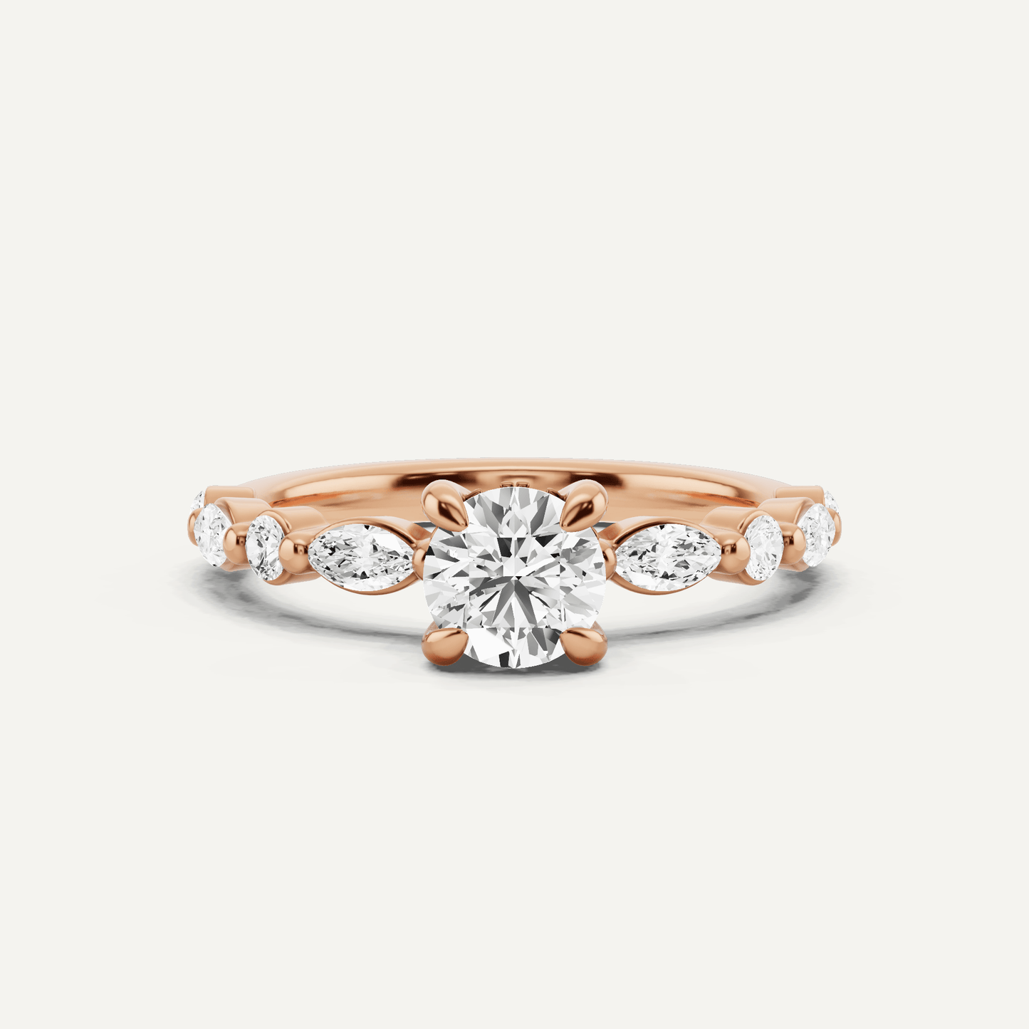 7/8 ctw Round Diamond Hidden Halo Engagement Ring with Floating SIde Stones - Lotus Diamond