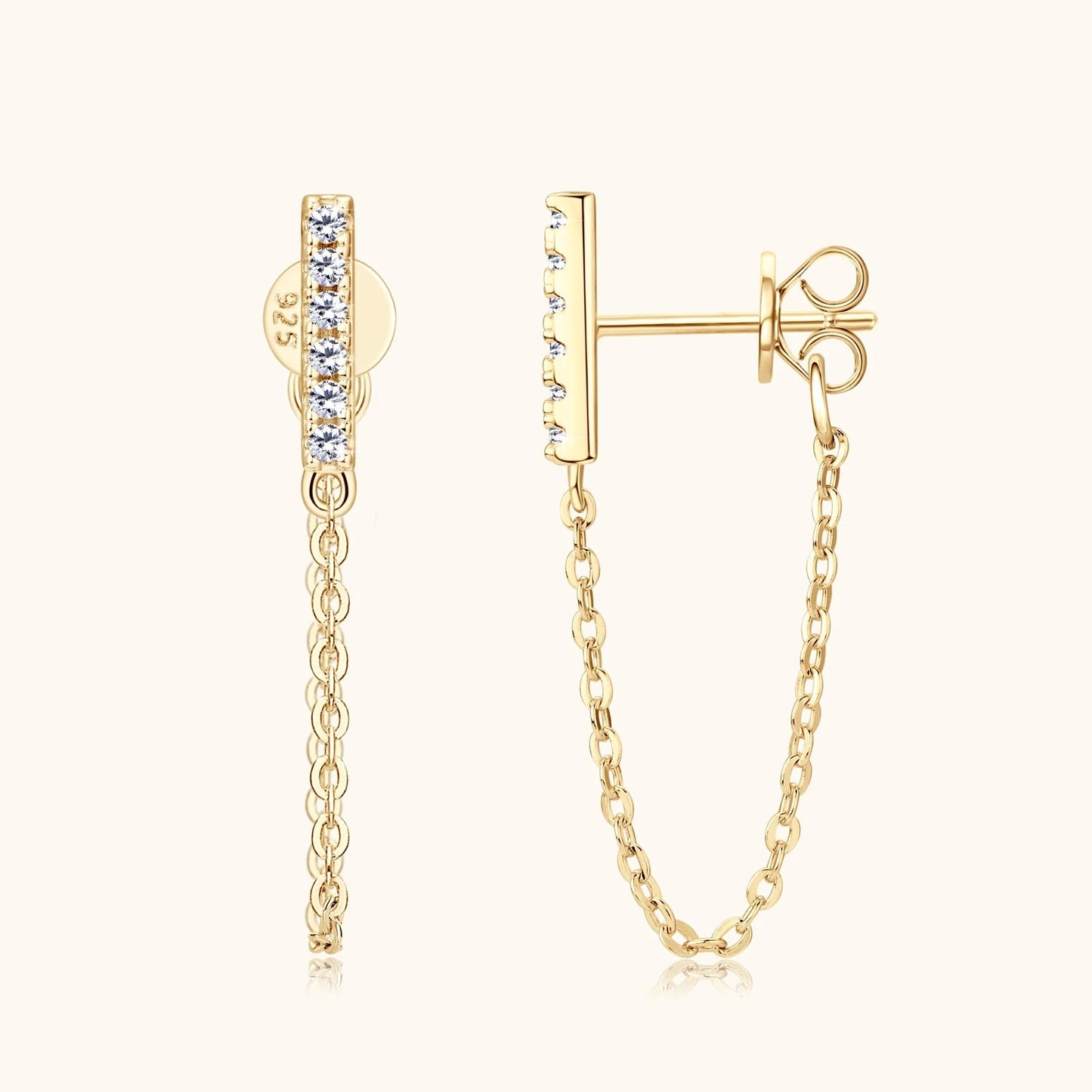 925 Sterling Silver Long Chain Stud Earrings 1.4mm Full Moissanite Diamond Earring for Women Trending Jewelry Gift 2023 - Lotus Diamond