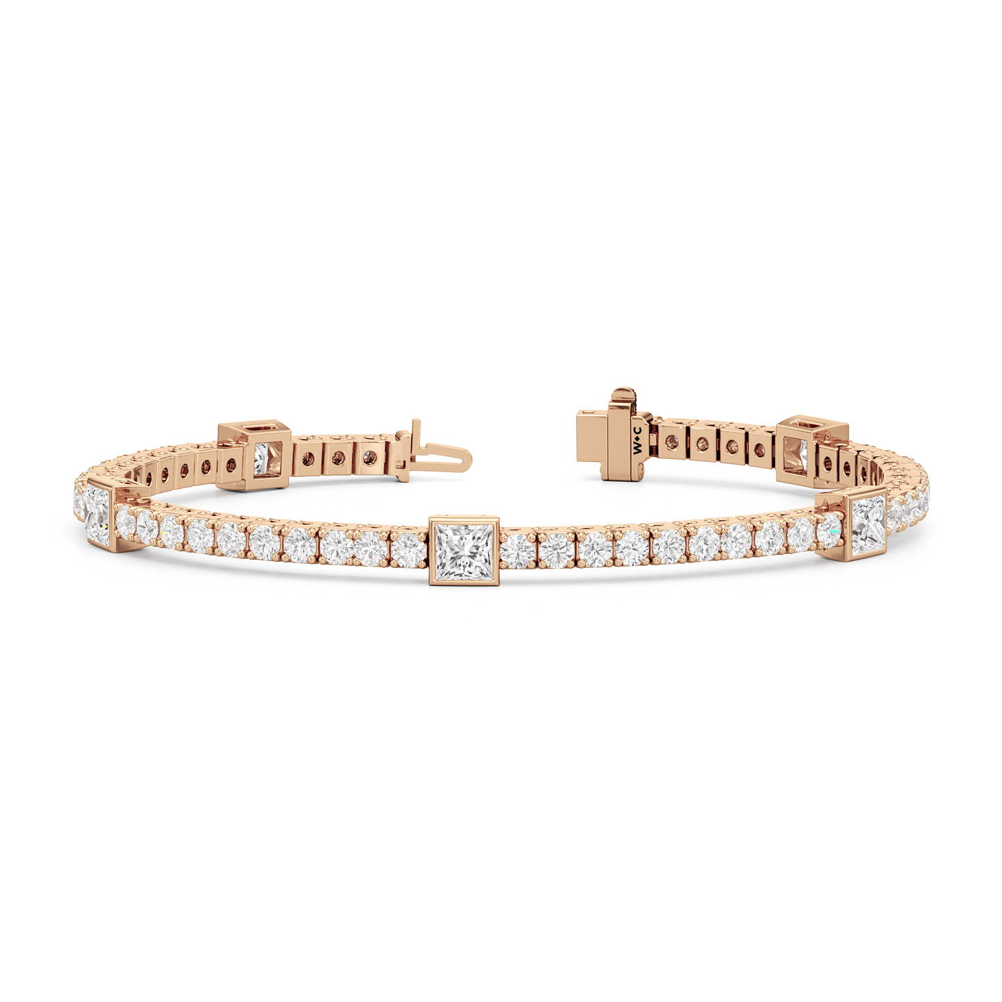 Bezeled Princess Station Tennis Bracelet