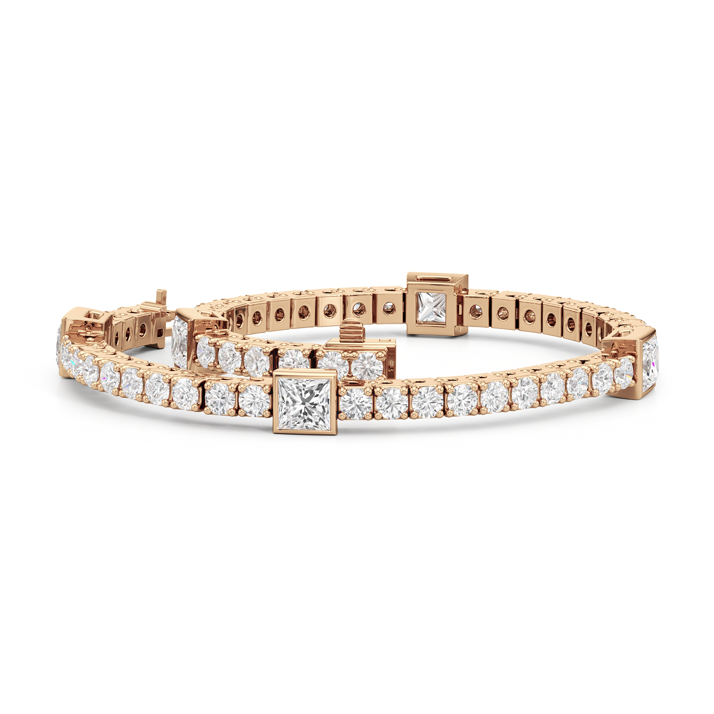 Bezeled Princess Station Tennis Bracelet