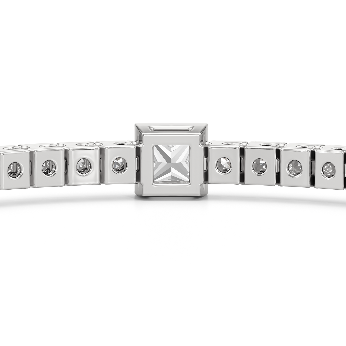 Bezeled Princess Station Tennis Bracelet