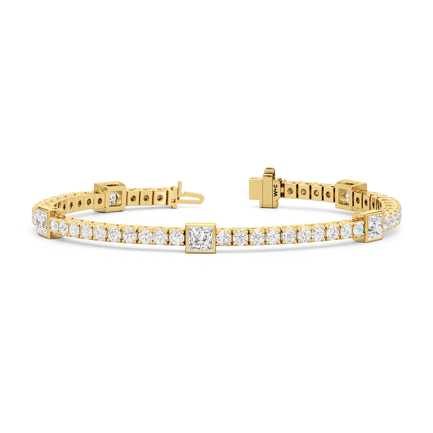 Bezeled Princess Station Tennis Bracelet
