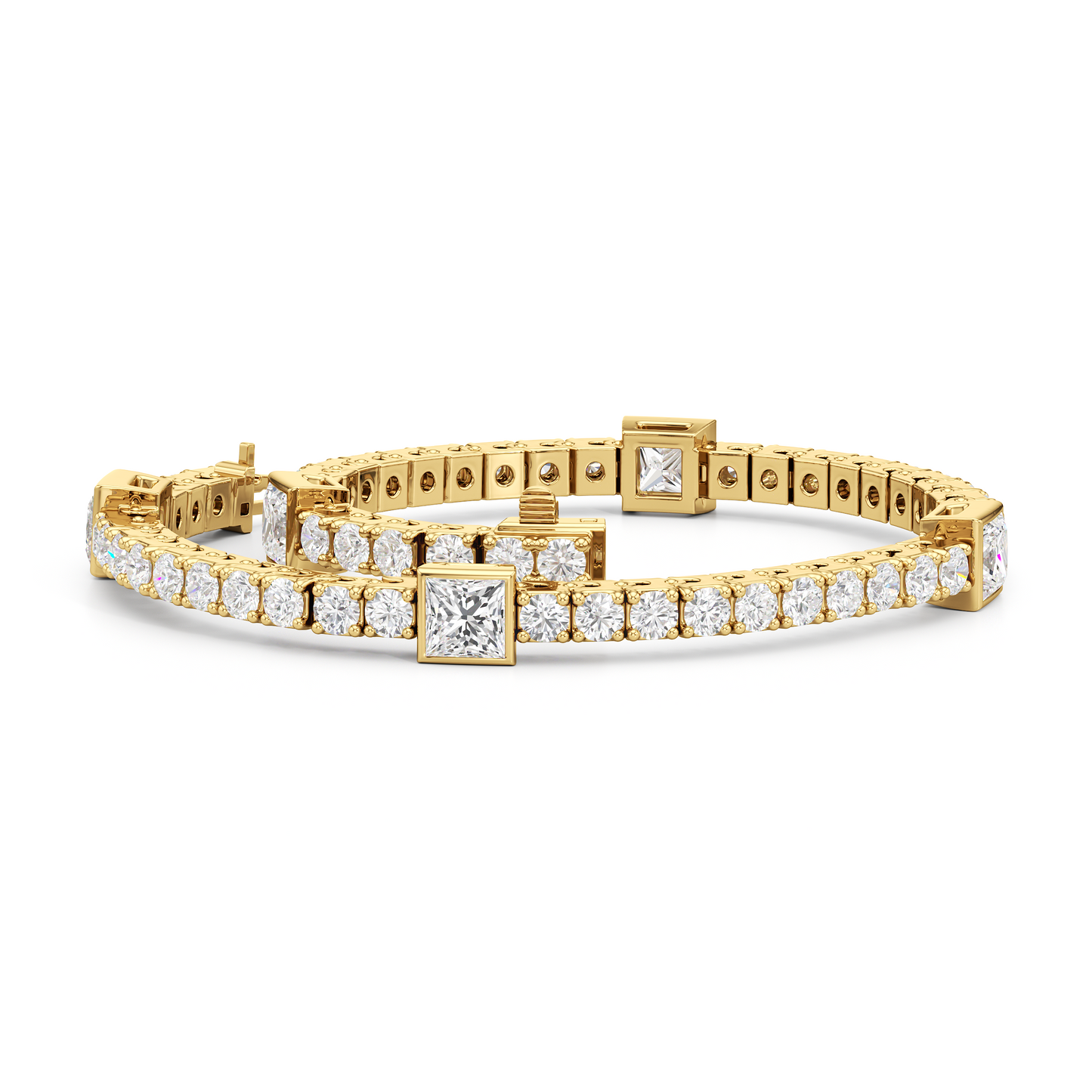 Bezeled Princess Station Tennis Bracelet