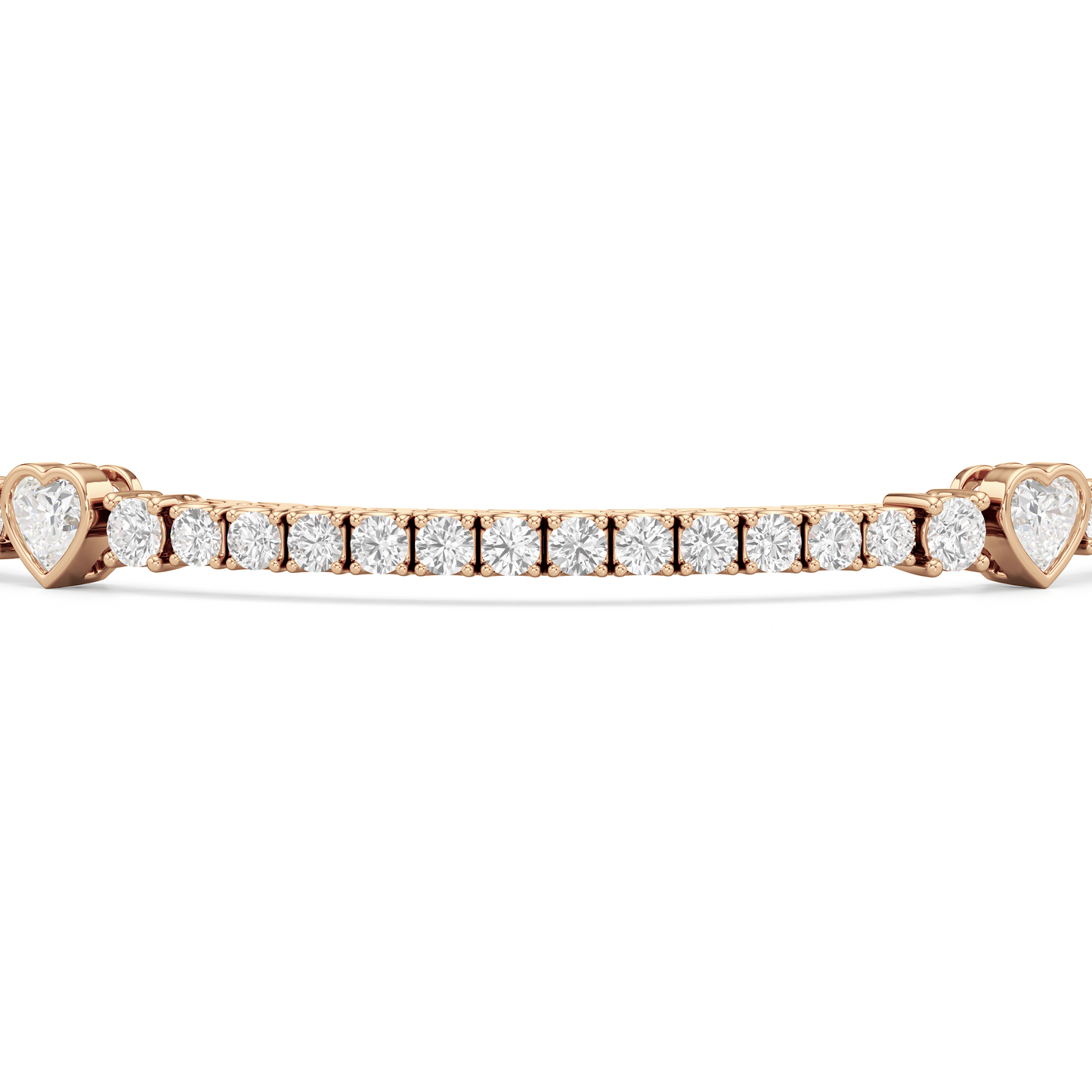Bezeled Heart Station with Round Diamonds Tennis Bracelet