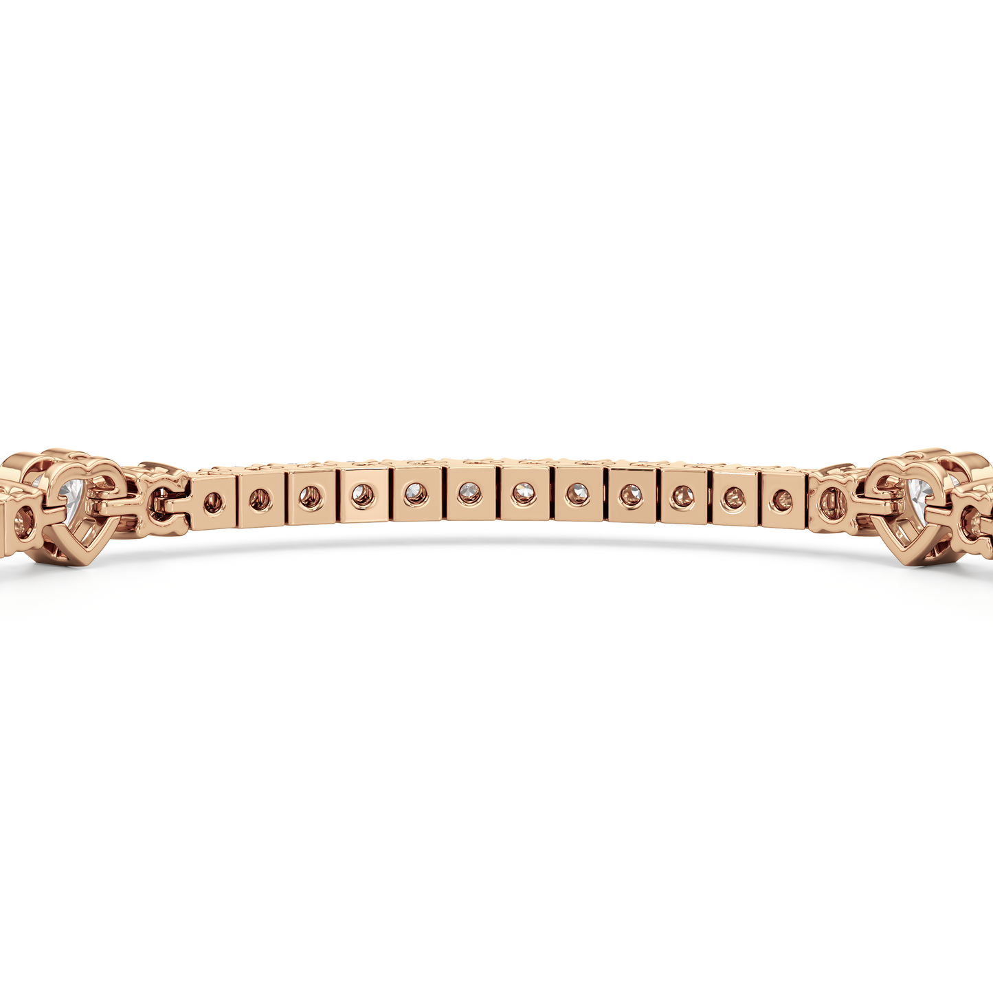 Bezeled Heart Station with Round Diamonds Tennis Bracelet