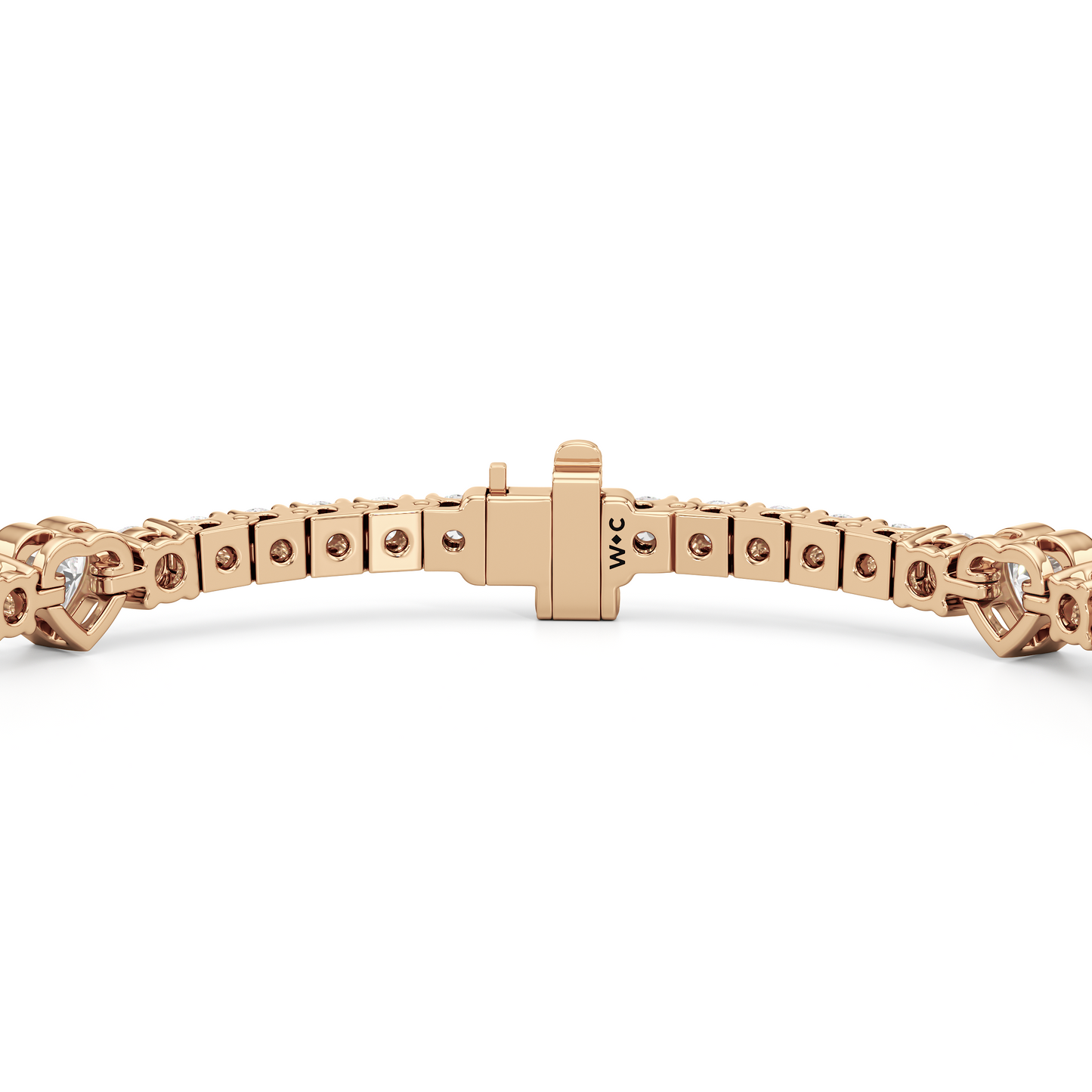 Bezeled Heart Station with Round Diamonds Tennis Bracelet