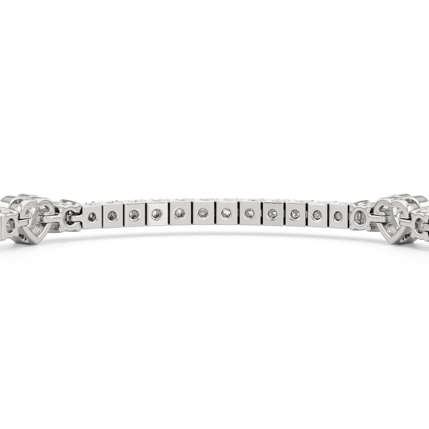 Bezeled Heart Station with Round Diamonds Tennis Bracelet