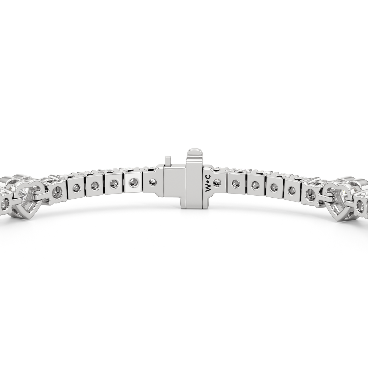 Bezeled Heart Station with Round Diamonds Tennis Bracelet