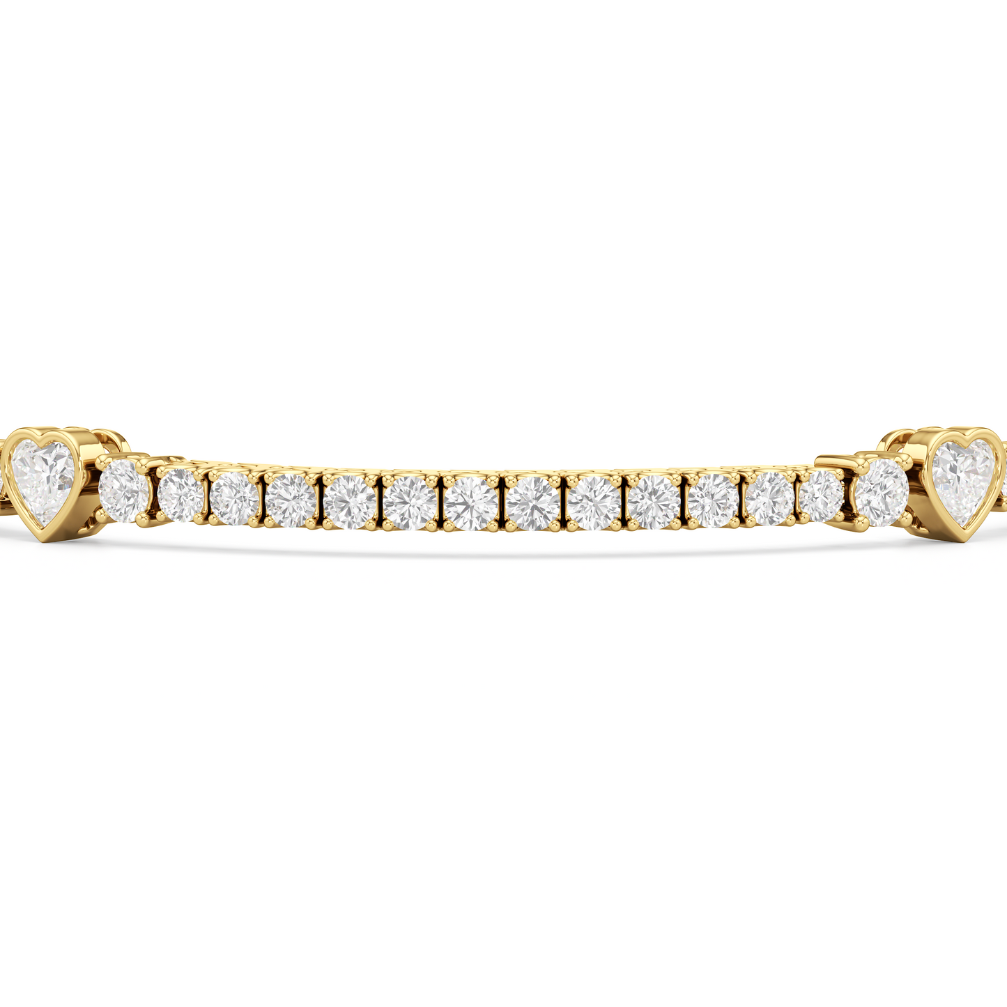 Bezeled Heart Station with Round Diamonds Tennis Bracelet
