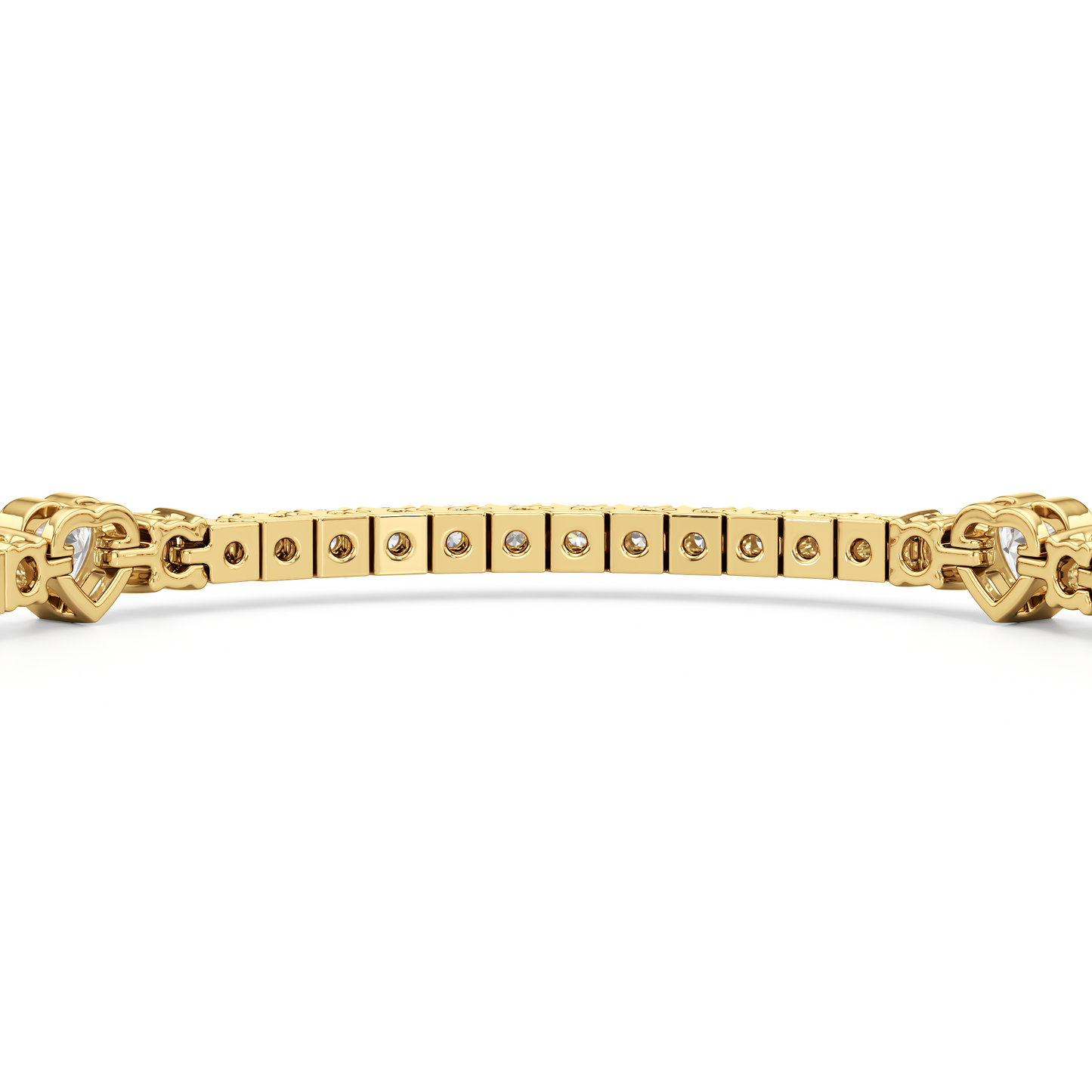 Bezeled Heart Station with Round Diamonds Tennis Bracelet