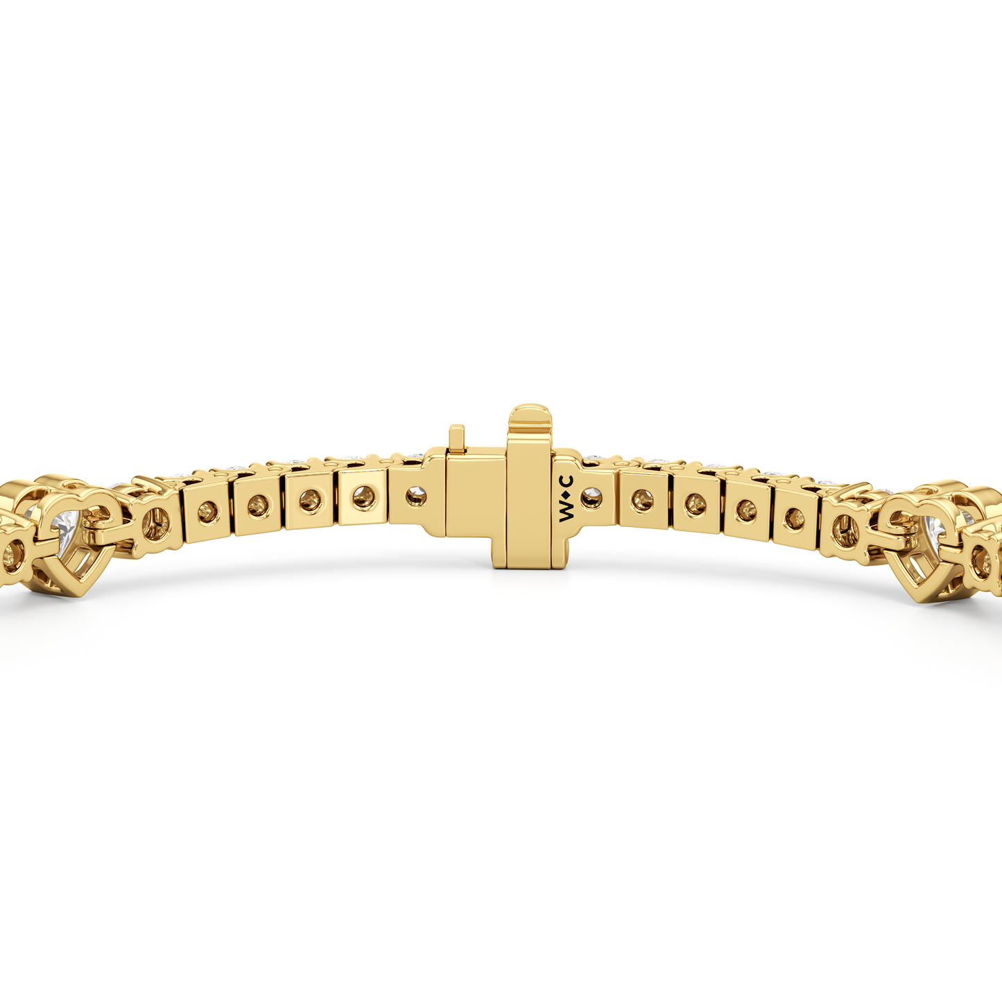 Bezeled Heart Station with Round Diamonds Tennis Bracelet