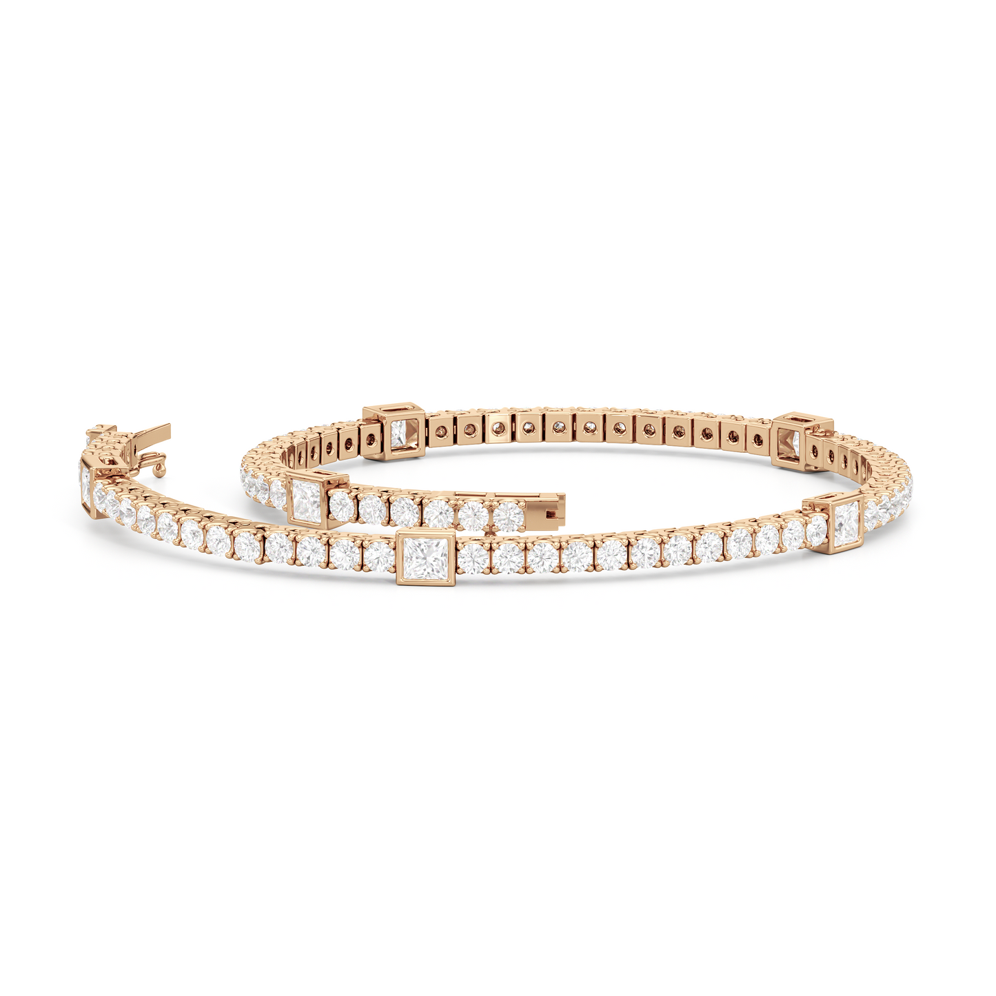 Bezeled Princess Station Tennis Bracelet