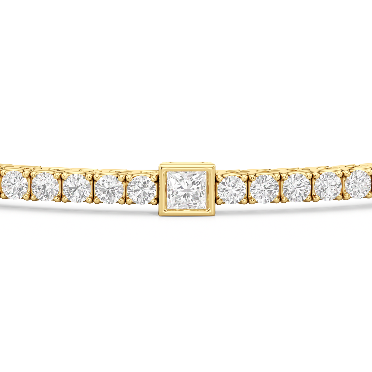 Bezeled Princess Station Tennis Bracelet