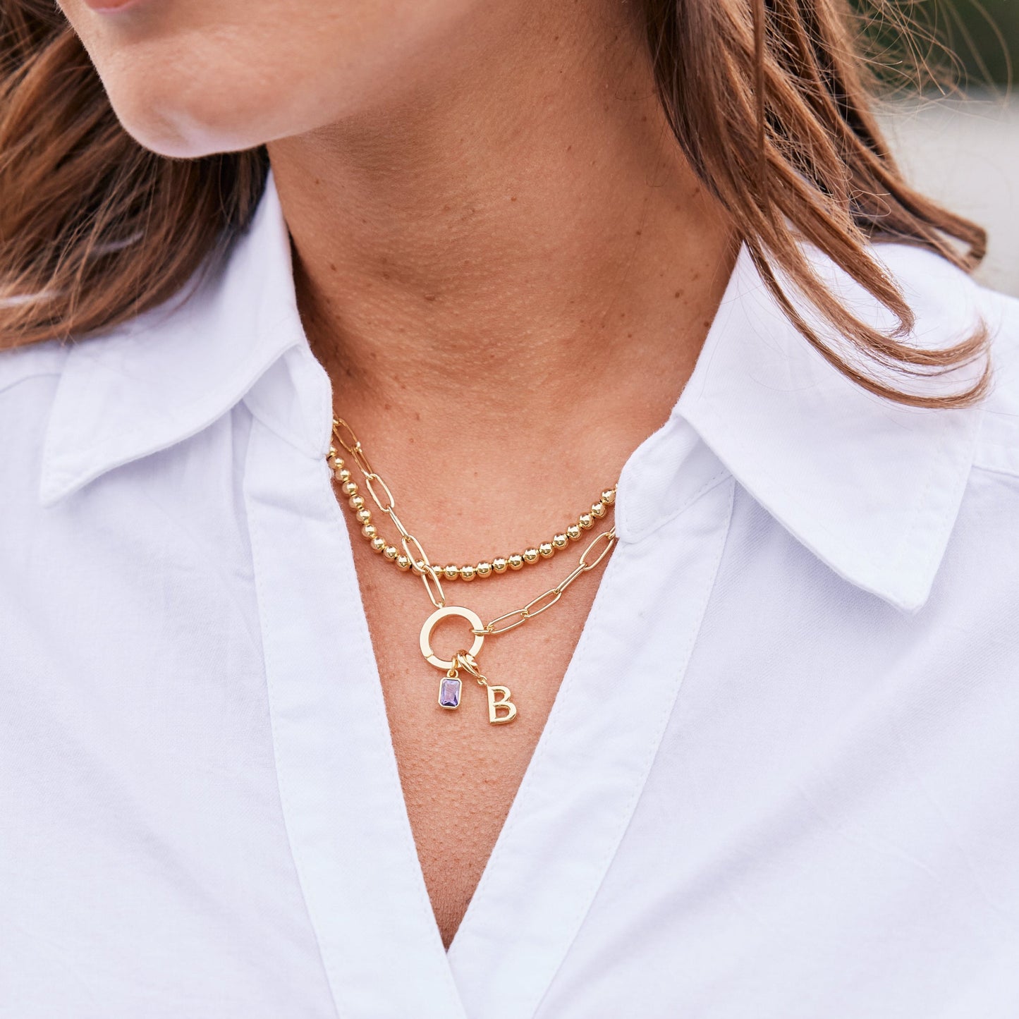Colette Birthstone Initial Layering Set