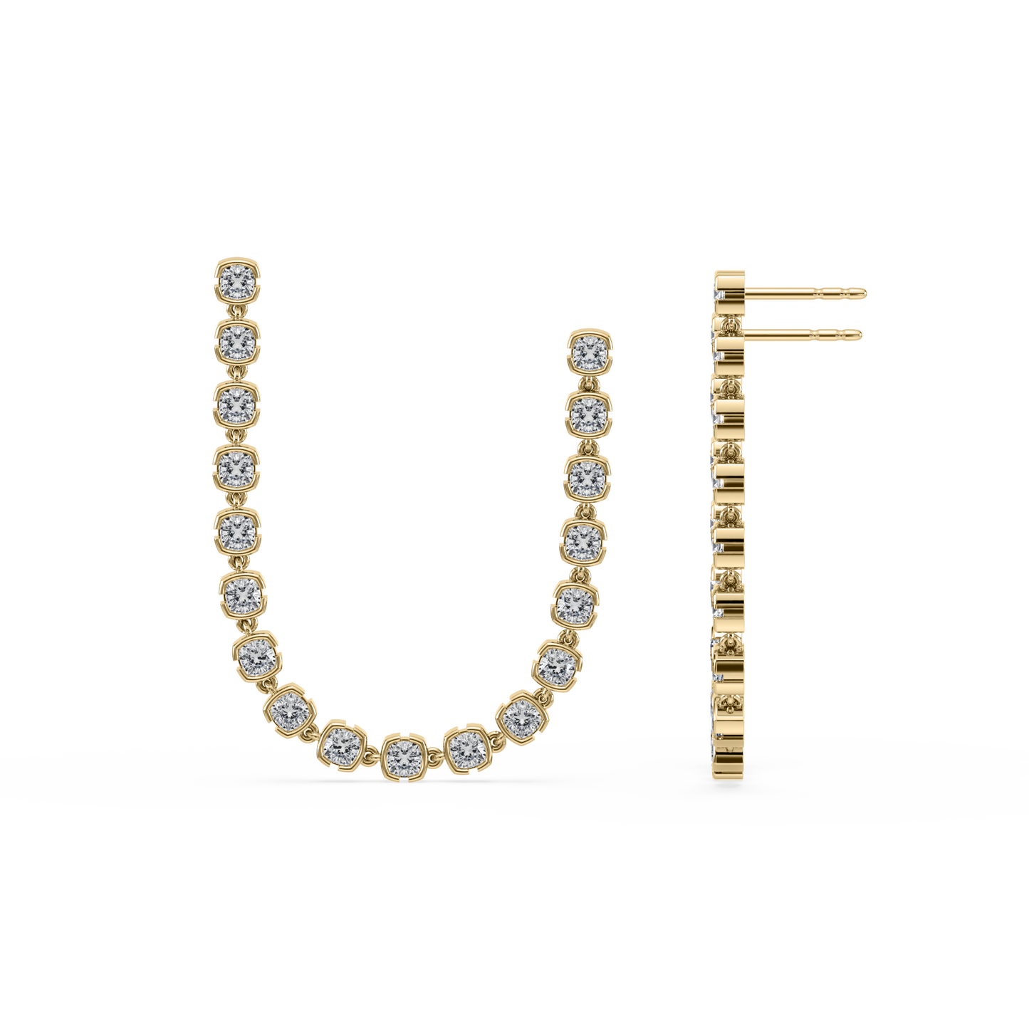 Muse Lab Diamond Cushion Diamond Double Drop Earring