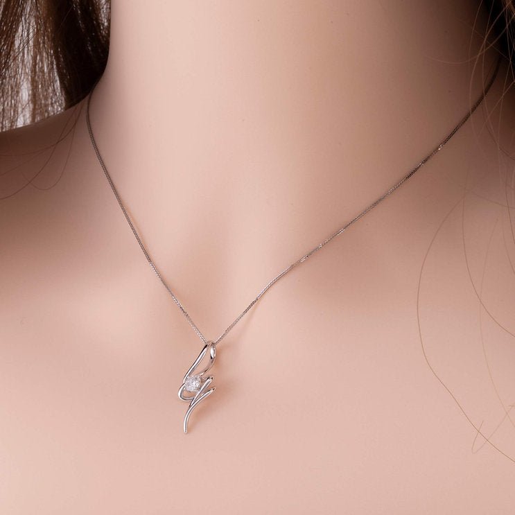 Abstract line shackle 18K wave diamond Pendant - Lotus Diamond