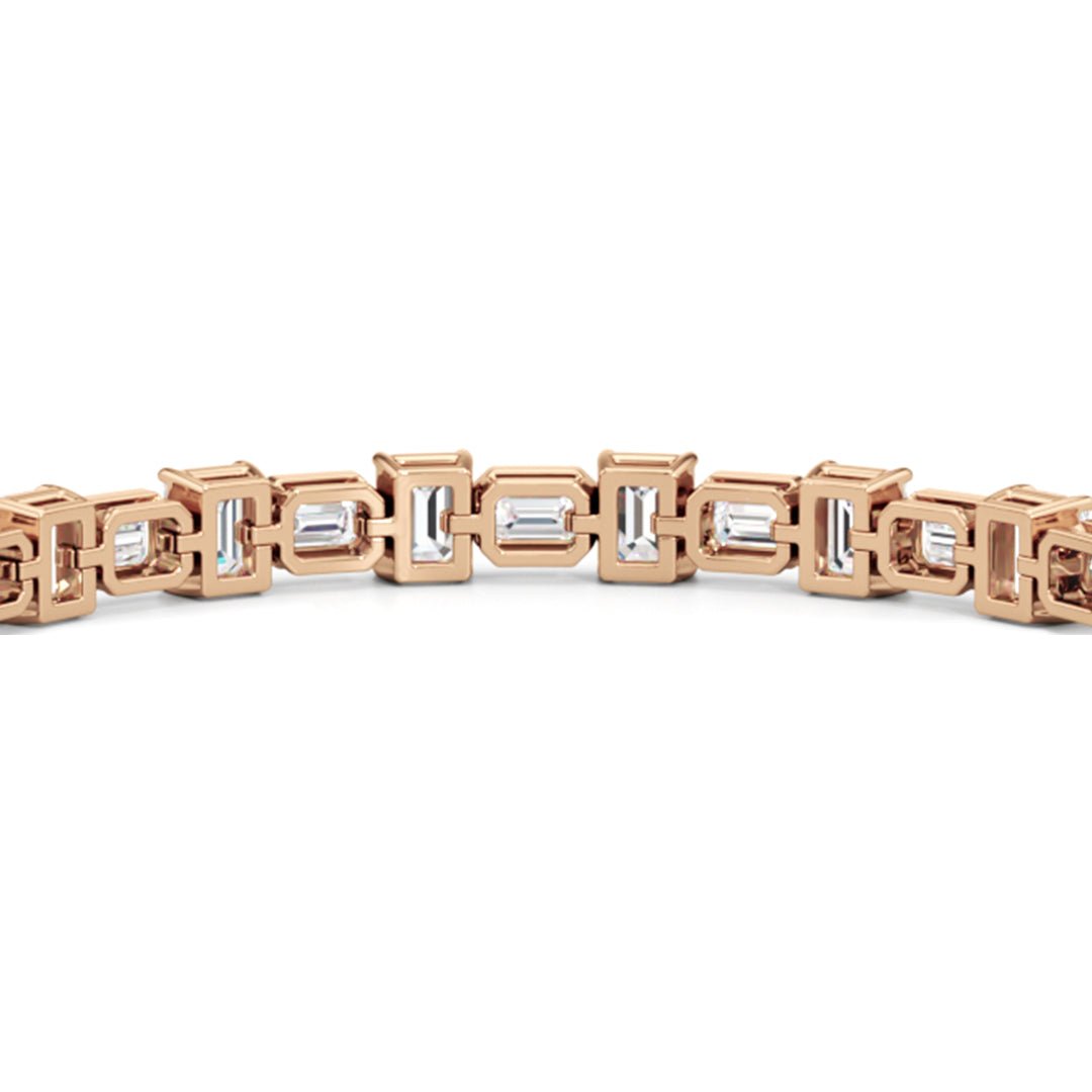 Alternating Bezeled Emerald Tennis Bracelet - Lotus Diamond