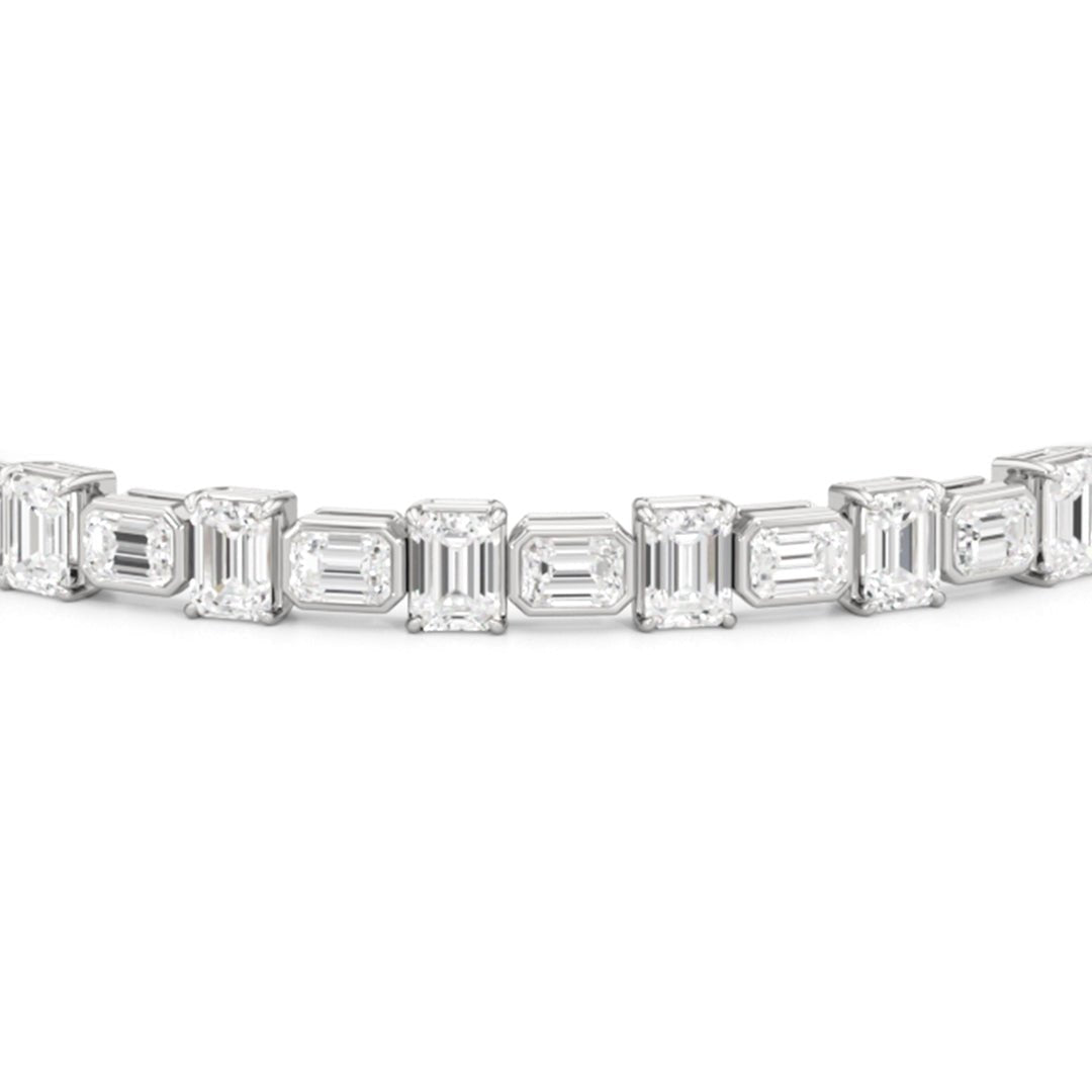 Alternating Bezeled Emerald Tennis Bracelet - Lotus Diamond