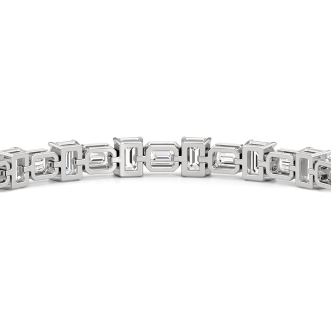 Alternating Bezeled Emerald Tennis Bracelet - Lotus Diamond