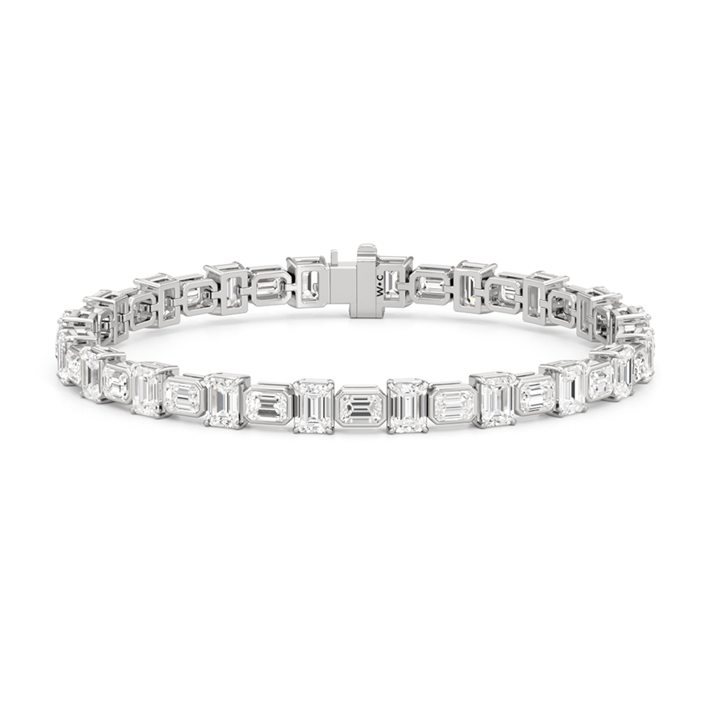 Alternating Bezeled Emerald Tennis Bracelet - Lotus Diamond