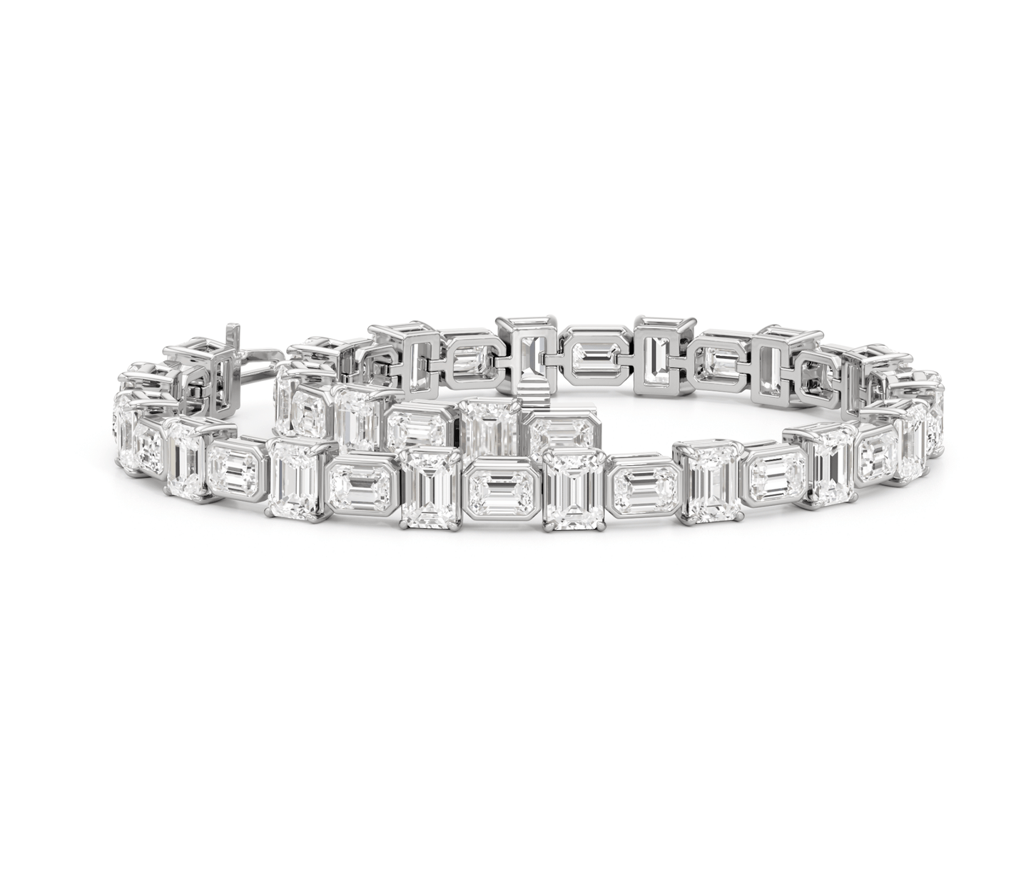 Alternating Bezeled Emerald Tennis Bracelet - Lotus Diamond