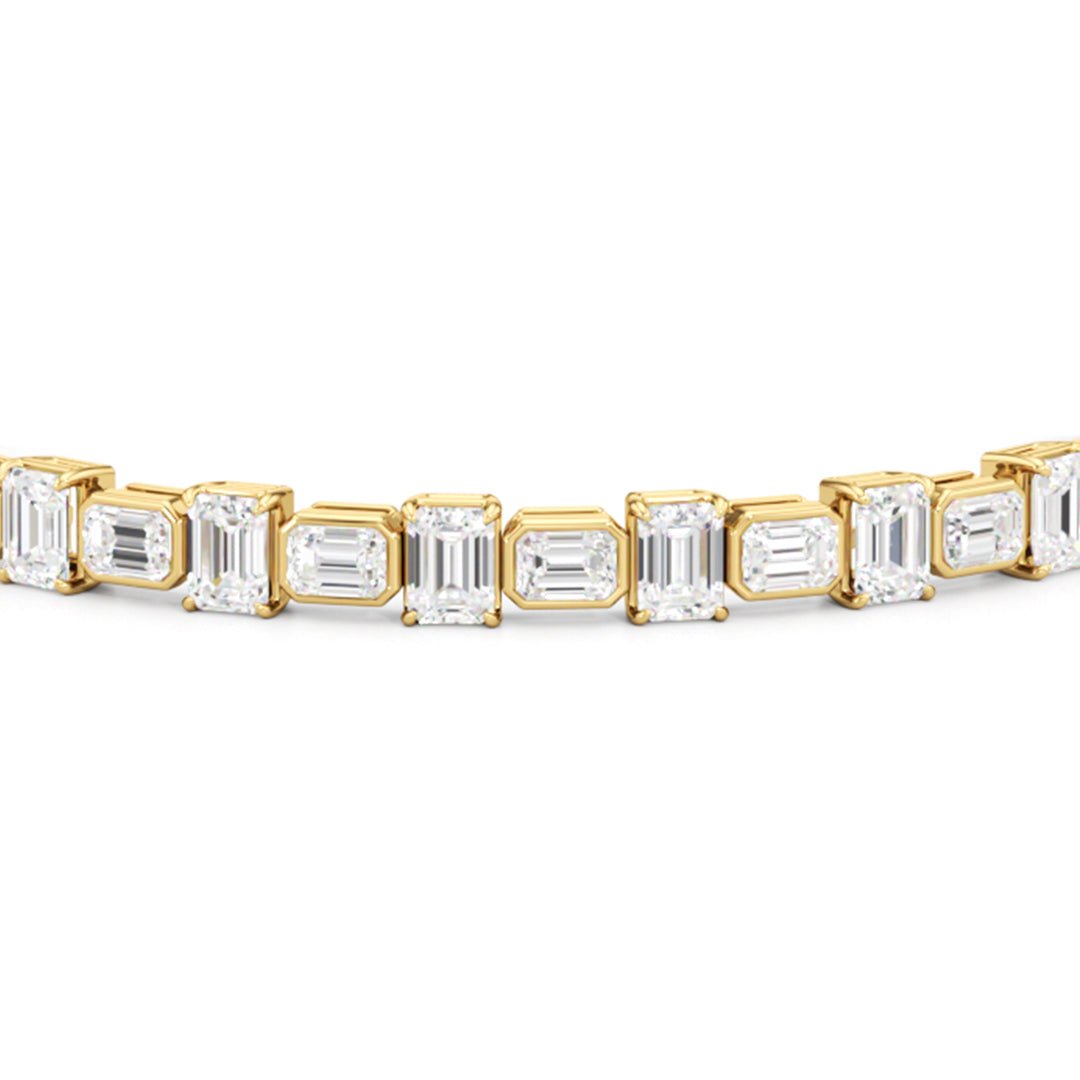 Alternating Bezeled Emerald Tennis Bracelet - Lotus Diamond