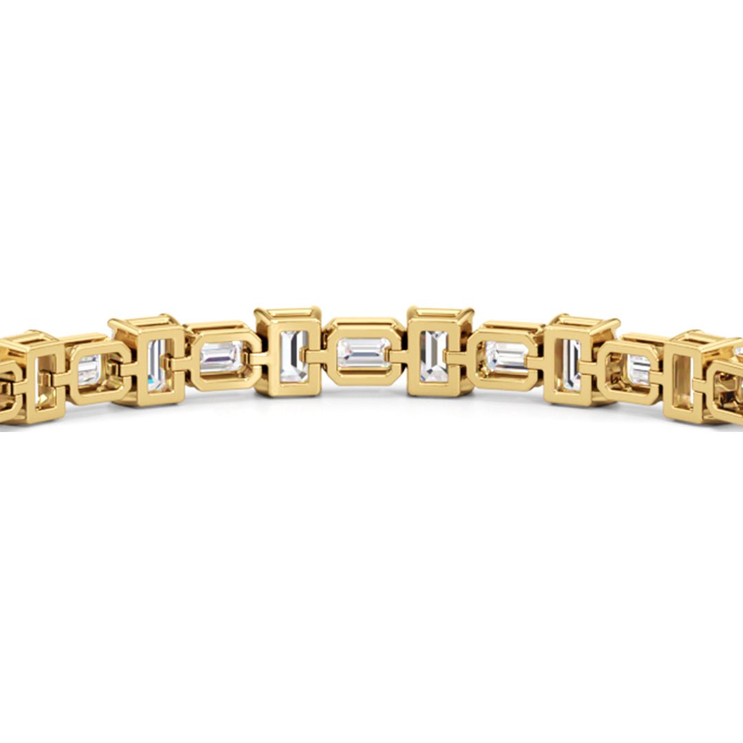 Alternating Bezeled Emerald Tennis Bracelet - Lotus Diamond