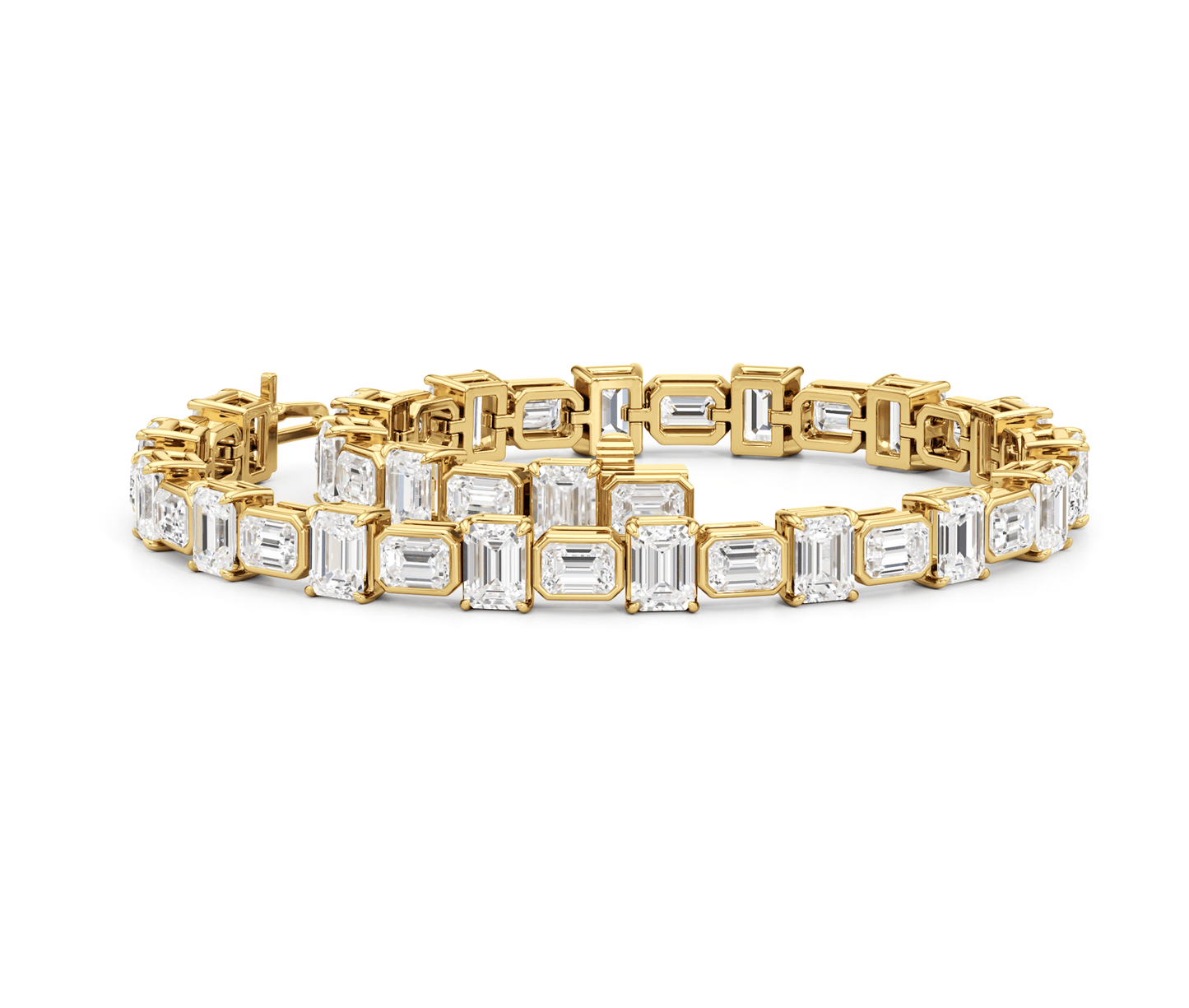 Alternating Bezeled Emerald Tennis Bracelet - Lotus Diamond