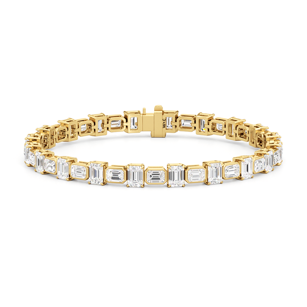 Alternating Bezeled Emerald Tennis Bracelet - Lotus Diamond