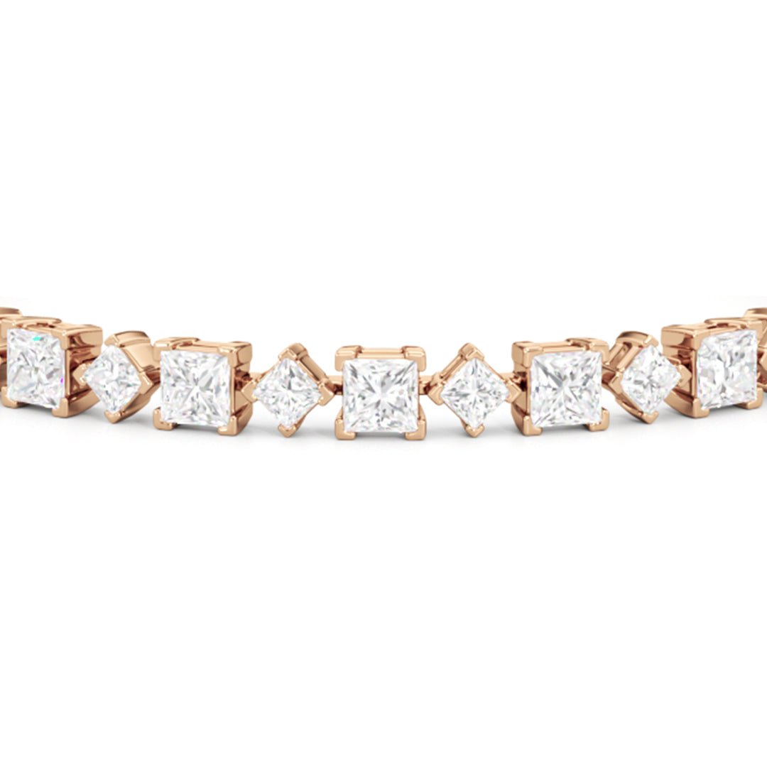Alternating Princess Tennis Bracelet - Lotus Diamond