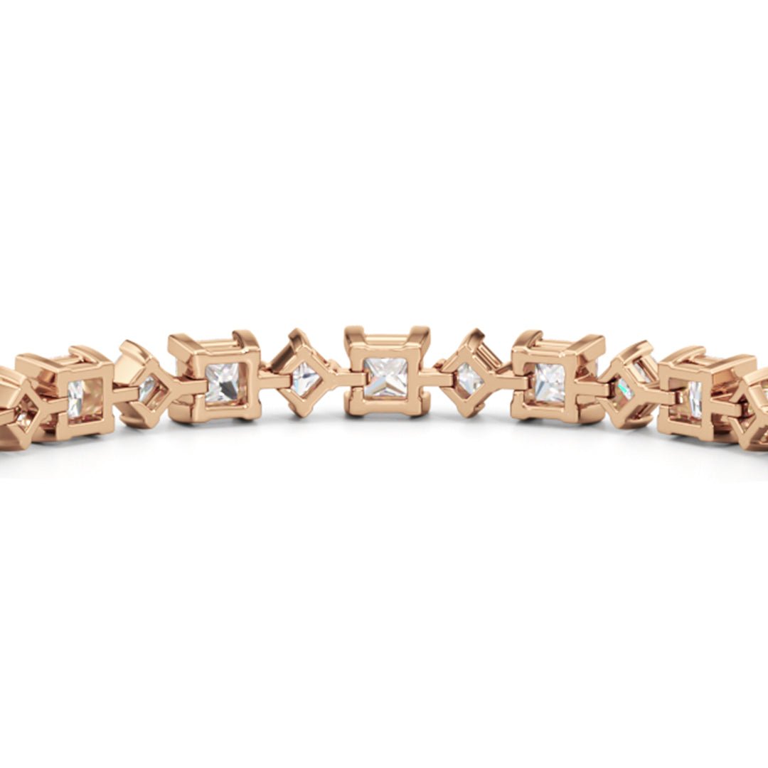 Alternating Princess Tennis Bracelet - Lotus Diamond