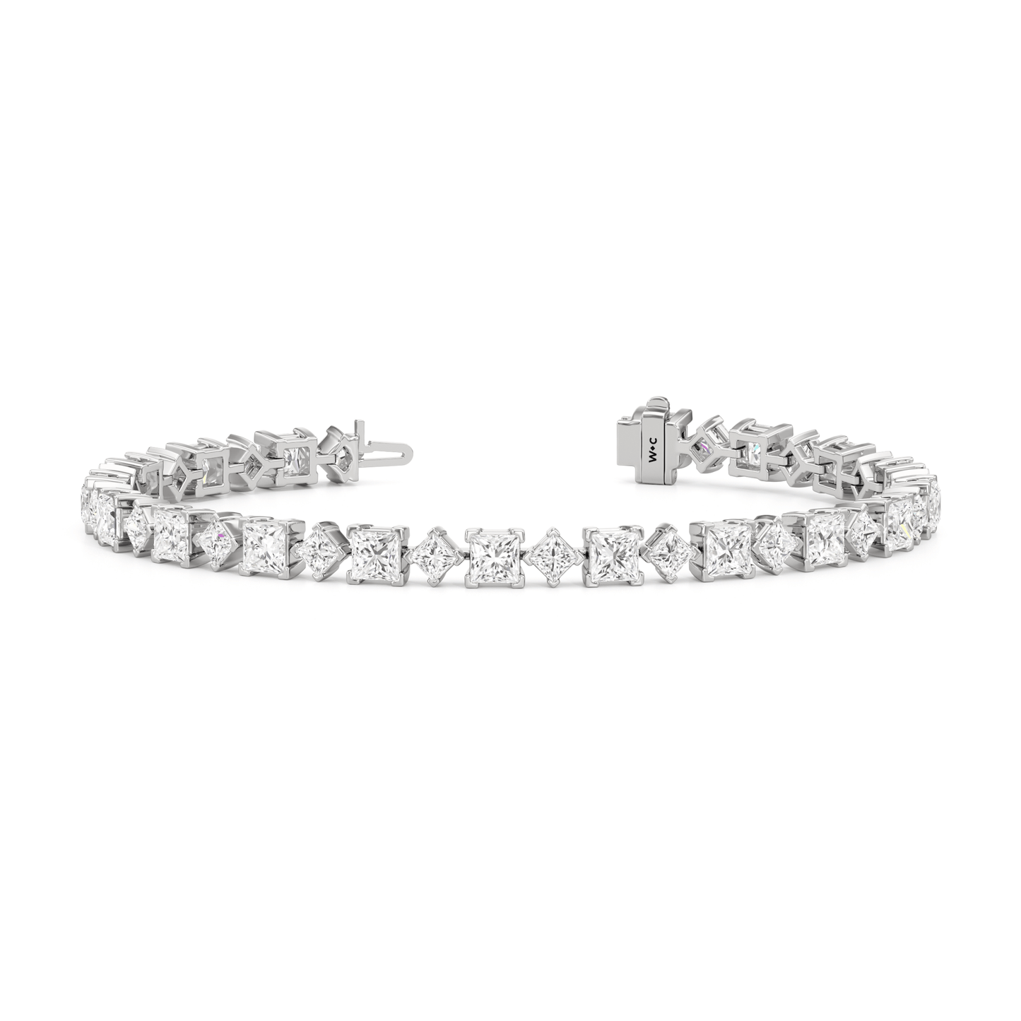 Alternating Princess Tennis Bracelet - Lotus Diamond
