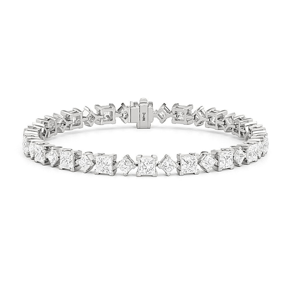 Alternating Princess Tennis Bracelet - Lotus Diamond