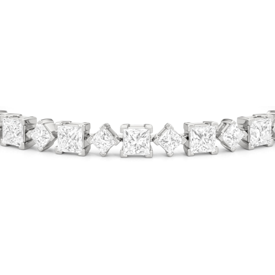 Alternating Princess Tennis Bracelet - Lotus Diamond