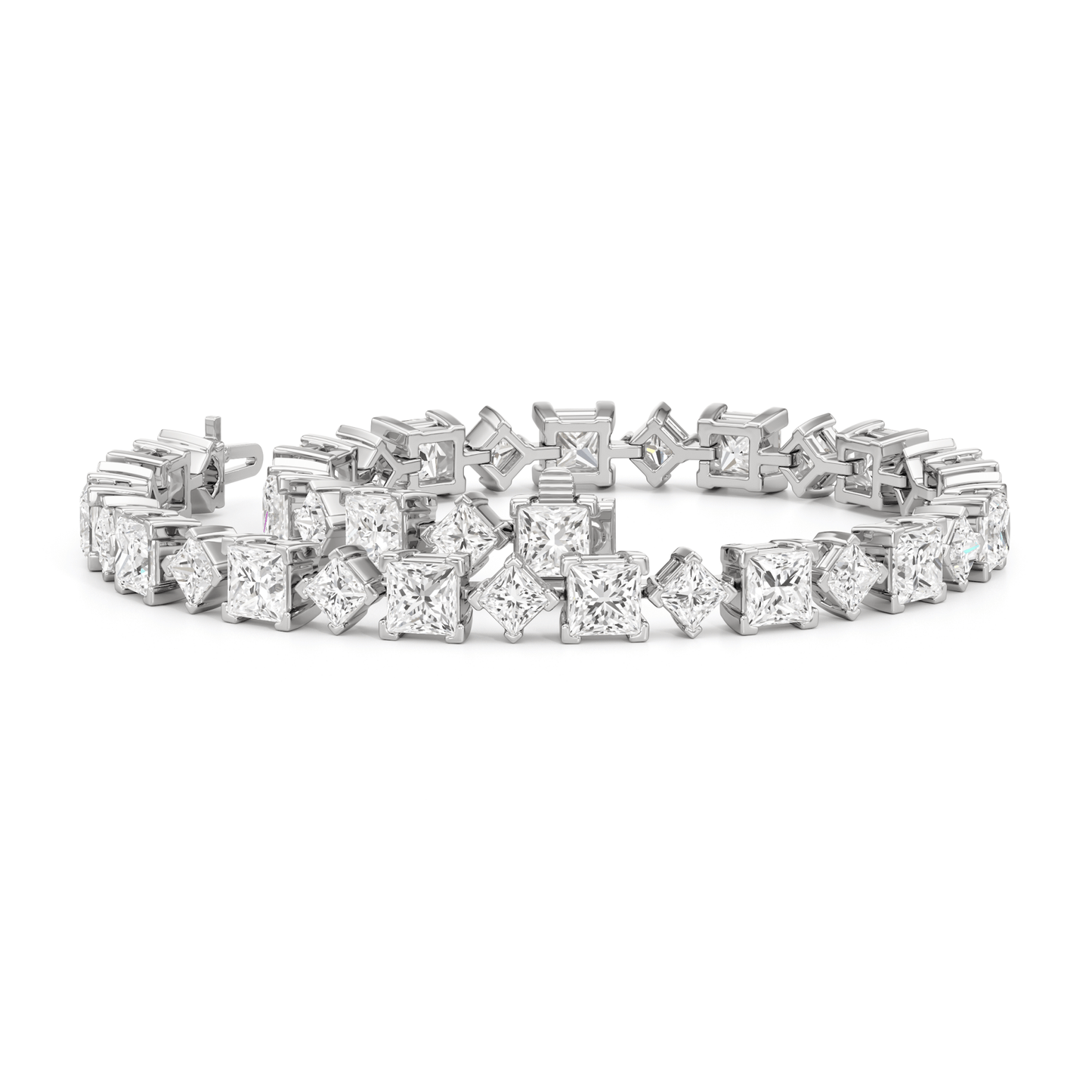 Alternating Princess Tennis Bracelet - Lotus Diamond