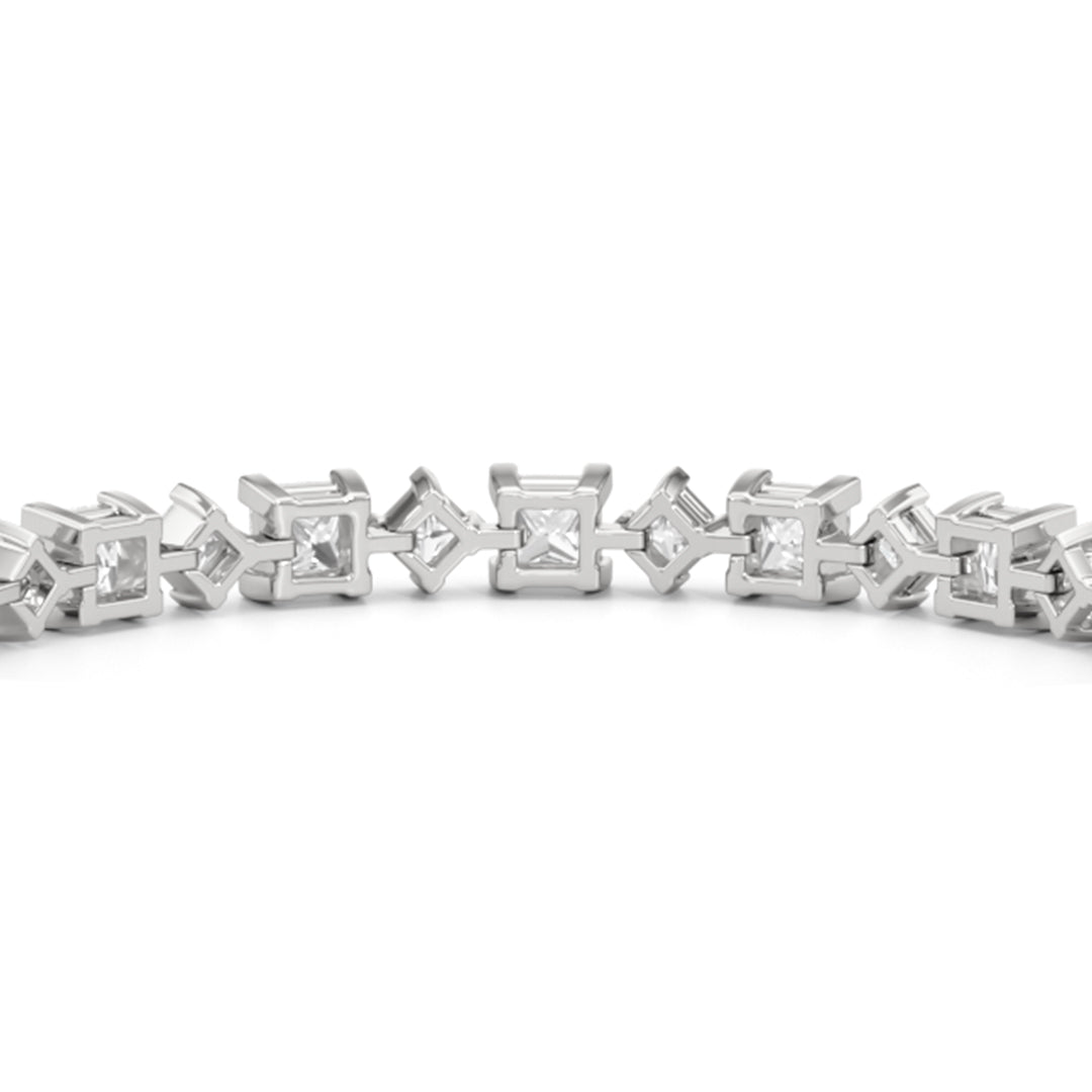 Alternating Princess Tennis Bracelet - Lotus Diamond
