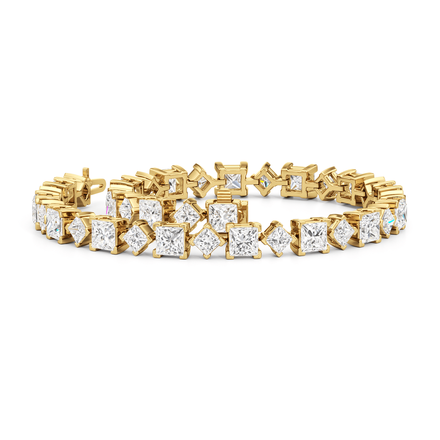 Alternating Princess Tennis Bracelet - Lotus Diamond