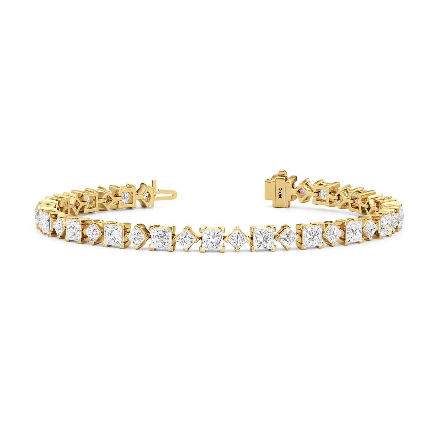 Alternating Princess Tennis Bracelet - Lotus Diamond