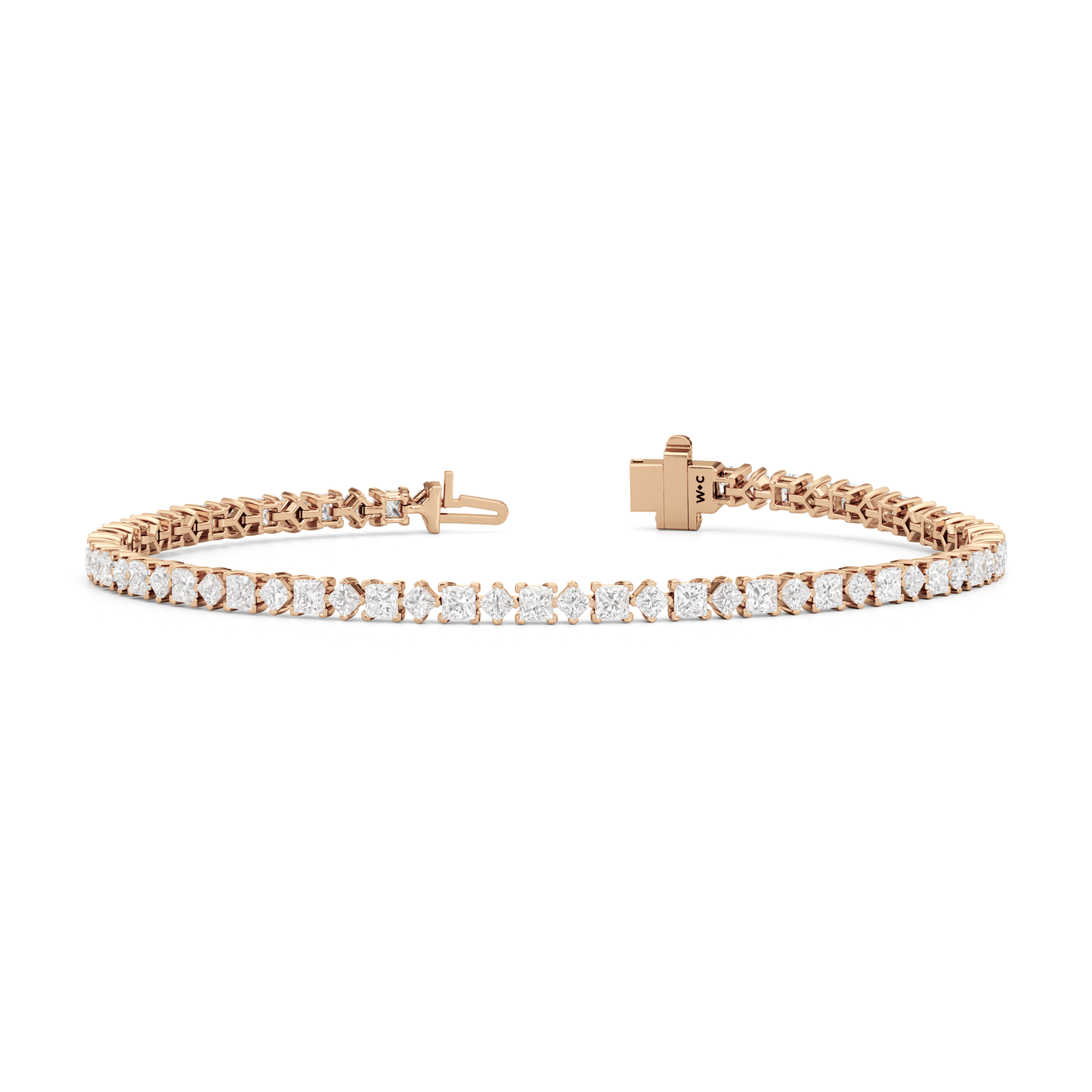 Alternating Princess Tennis Bracelet - Lotus Diamond
