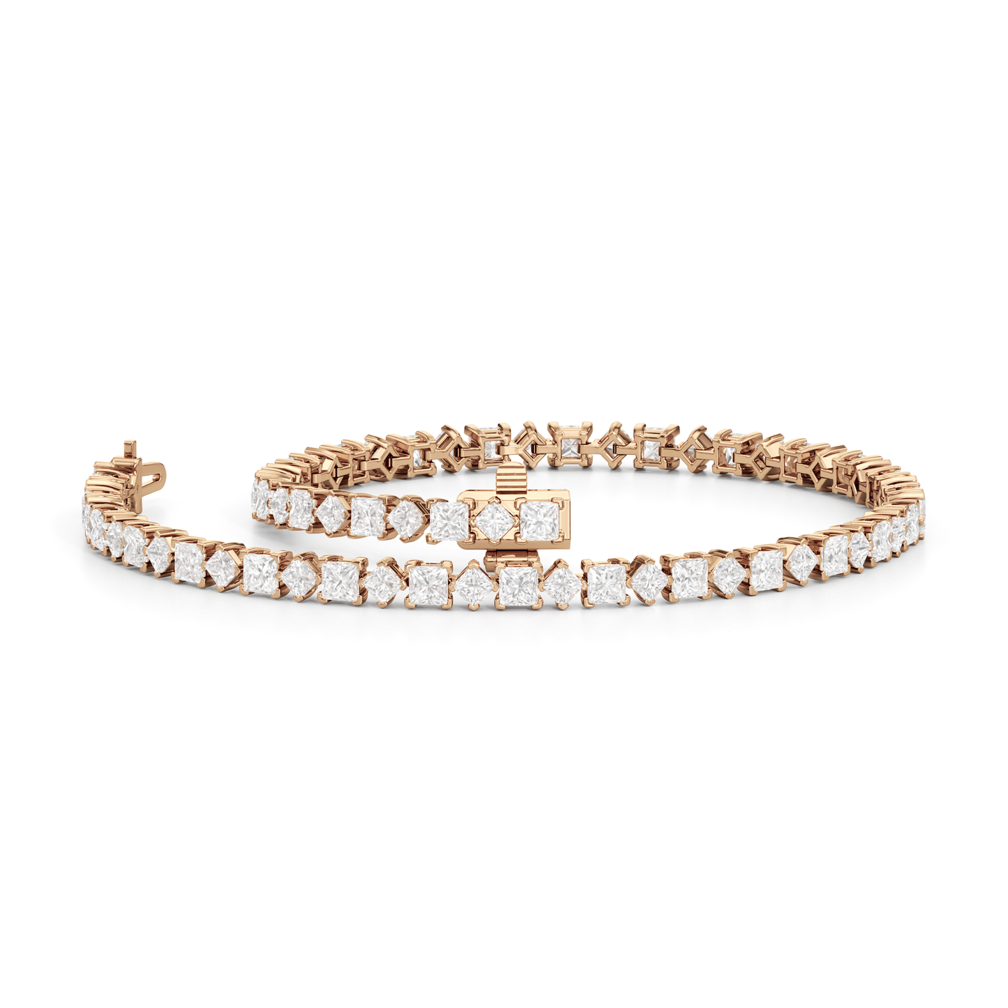 Alternating Princess Tennis Bracelet - Lotus Diamond