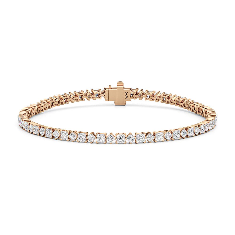 Alternating Princess Tennis Bracelet - Lotus Diamond