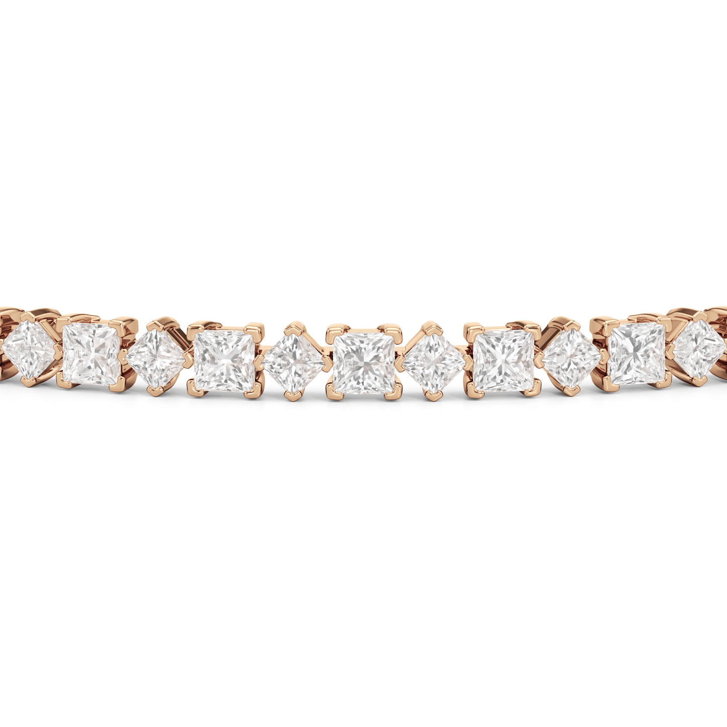 Alternating Princess Tennis Bracelet - Lotus Diamond